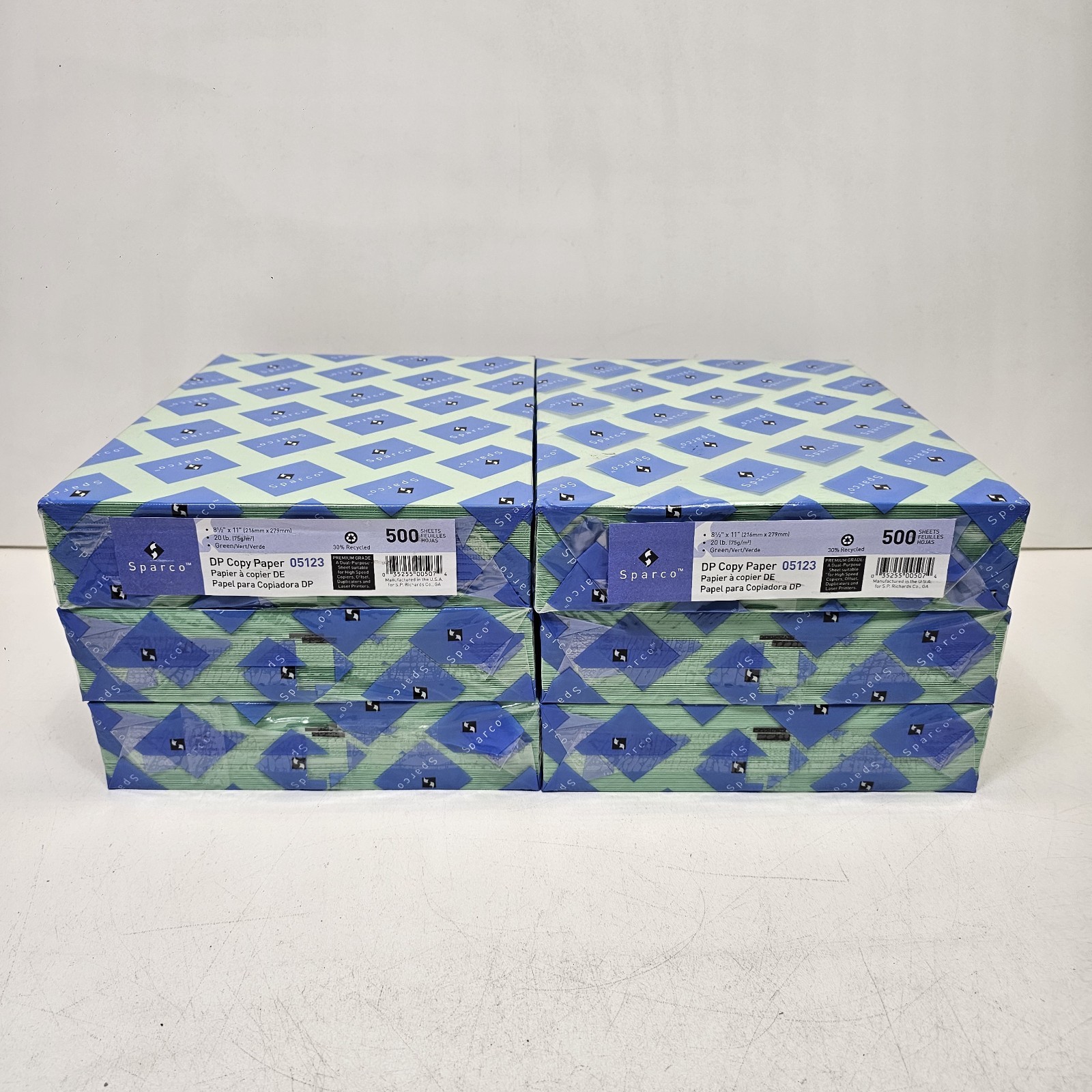 6 PK (3000 sheets) Sparco Premium Copy Paper 20Lb 8-1/2″x11″ 500/RM Green 05123
