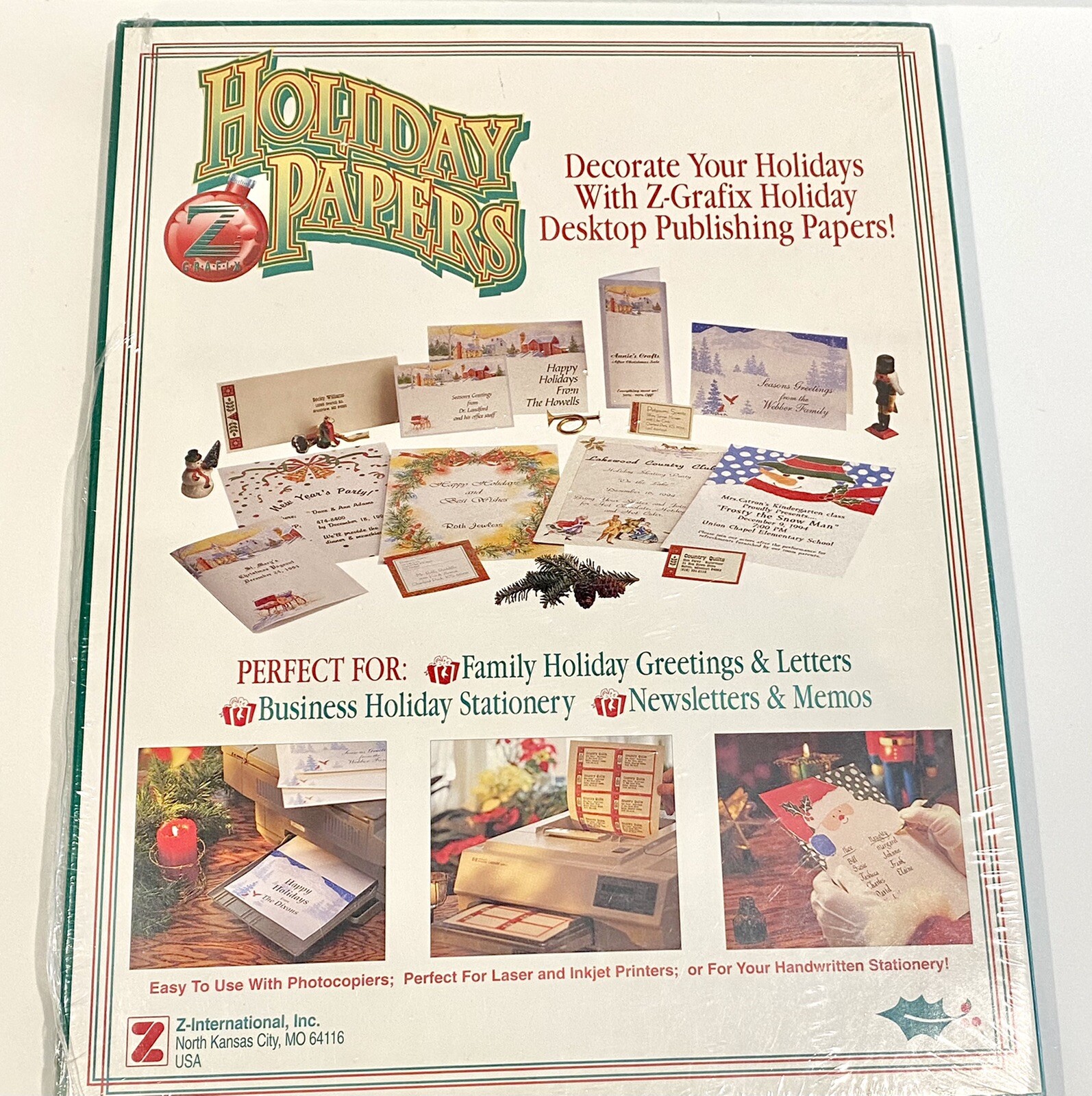 Vintage Z GRAFIX~100 Sheets of 8.5″x11″ HOLIDAY PAPERS for LASER & INJET New