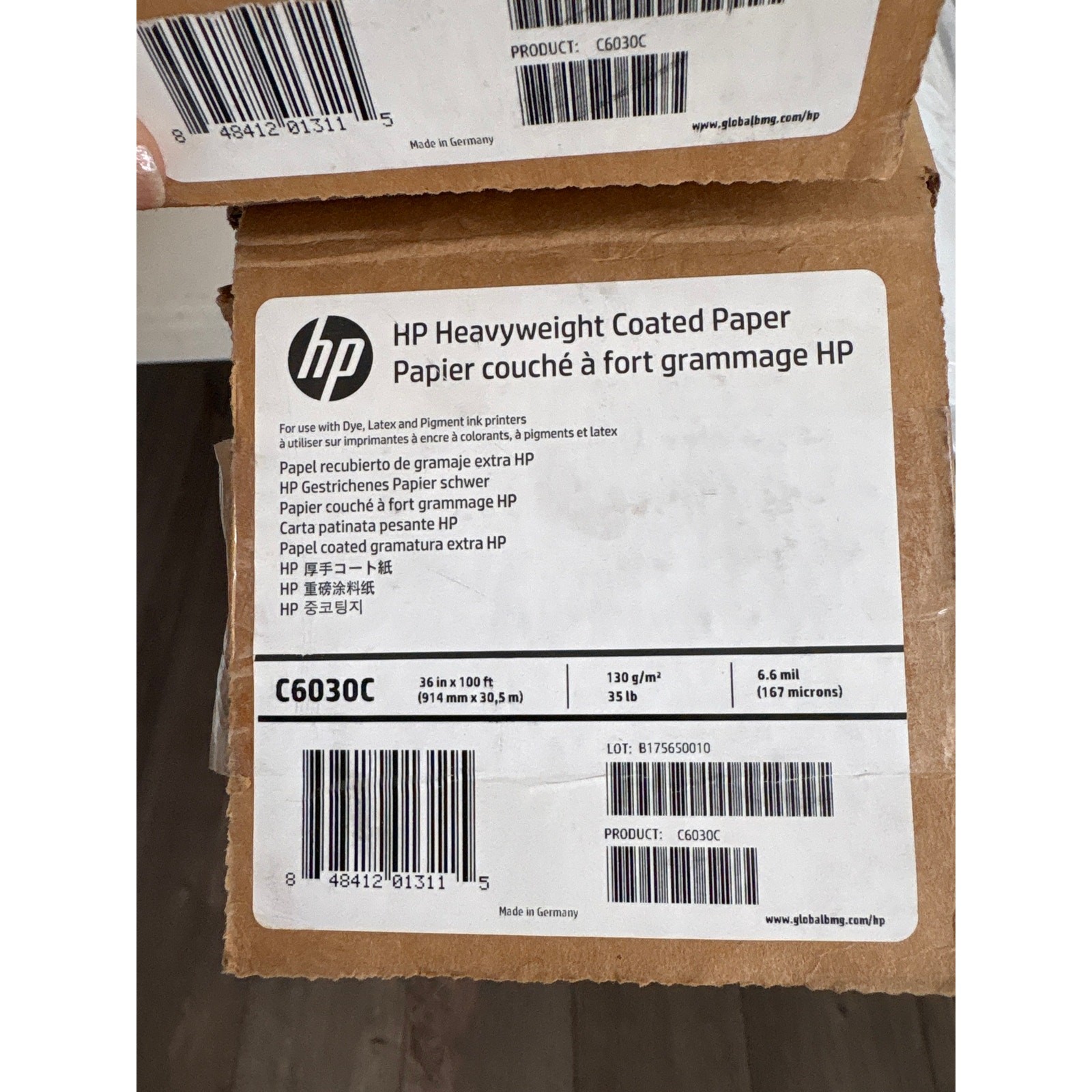 3 open boxes HP C6030C Heavyweight coated paper 36″