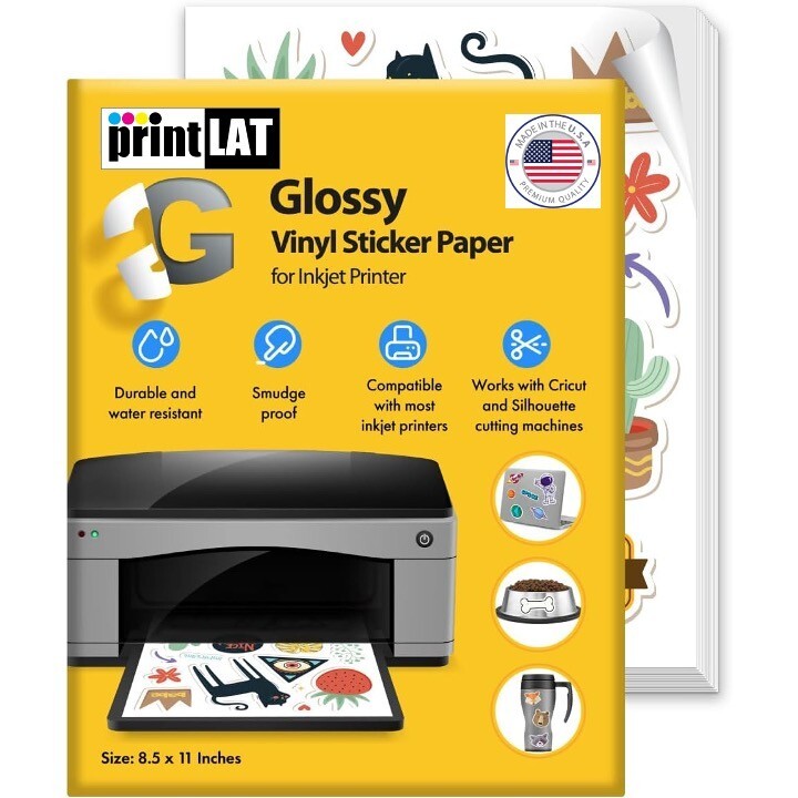 5 Sheets 8.5″x11″ Ink Jet Printable White Glossy Vinyl Sticker PP by Sihl