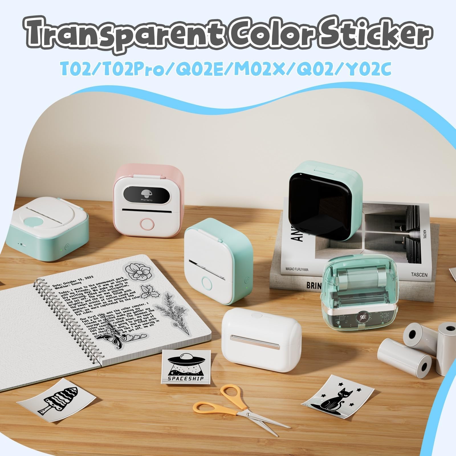 Transparent Sticker Paper for Mini Printers – 3 Rolls for Notes, Photos & Lists