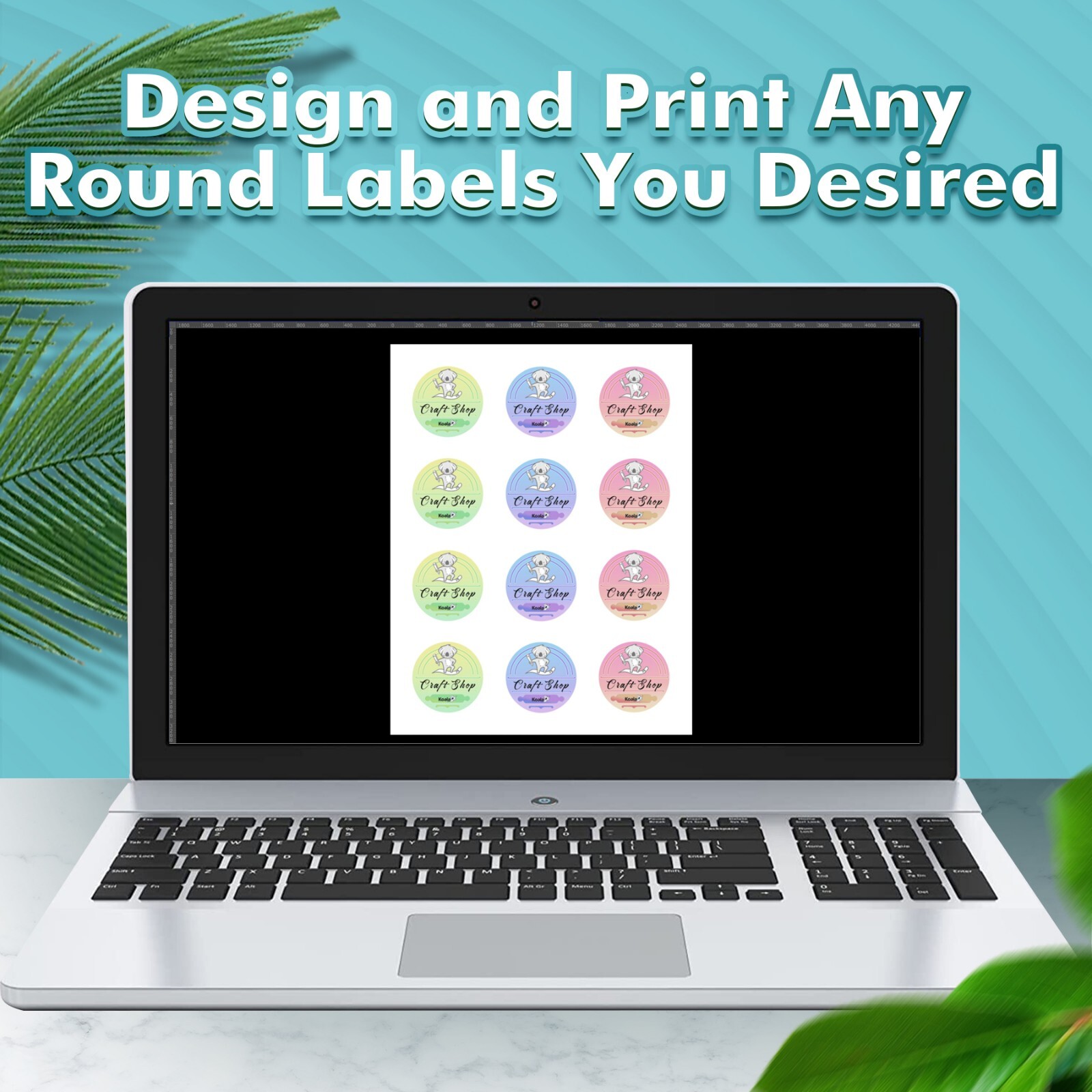 Koala Round Labels 2 Inch Printable Round Stickers Waterproof Matte White Label