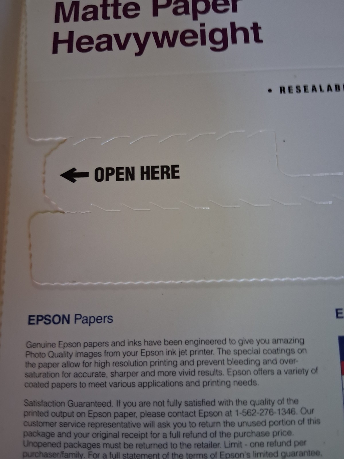 Epson Matte Paper Heavyweight Unopened 50 Sheets 8.5″x11″ 2002