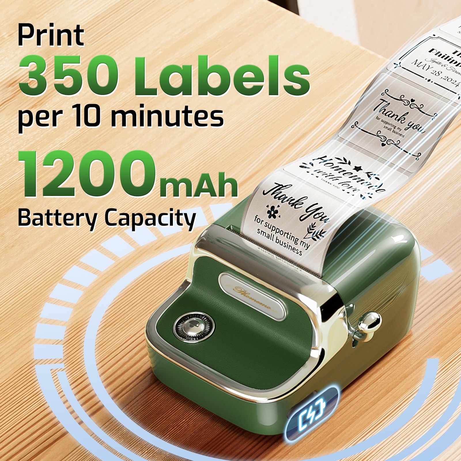 Phomemo M150 Label Maker, Bluetooth Thermal Maker 2 Inch (Small), Green