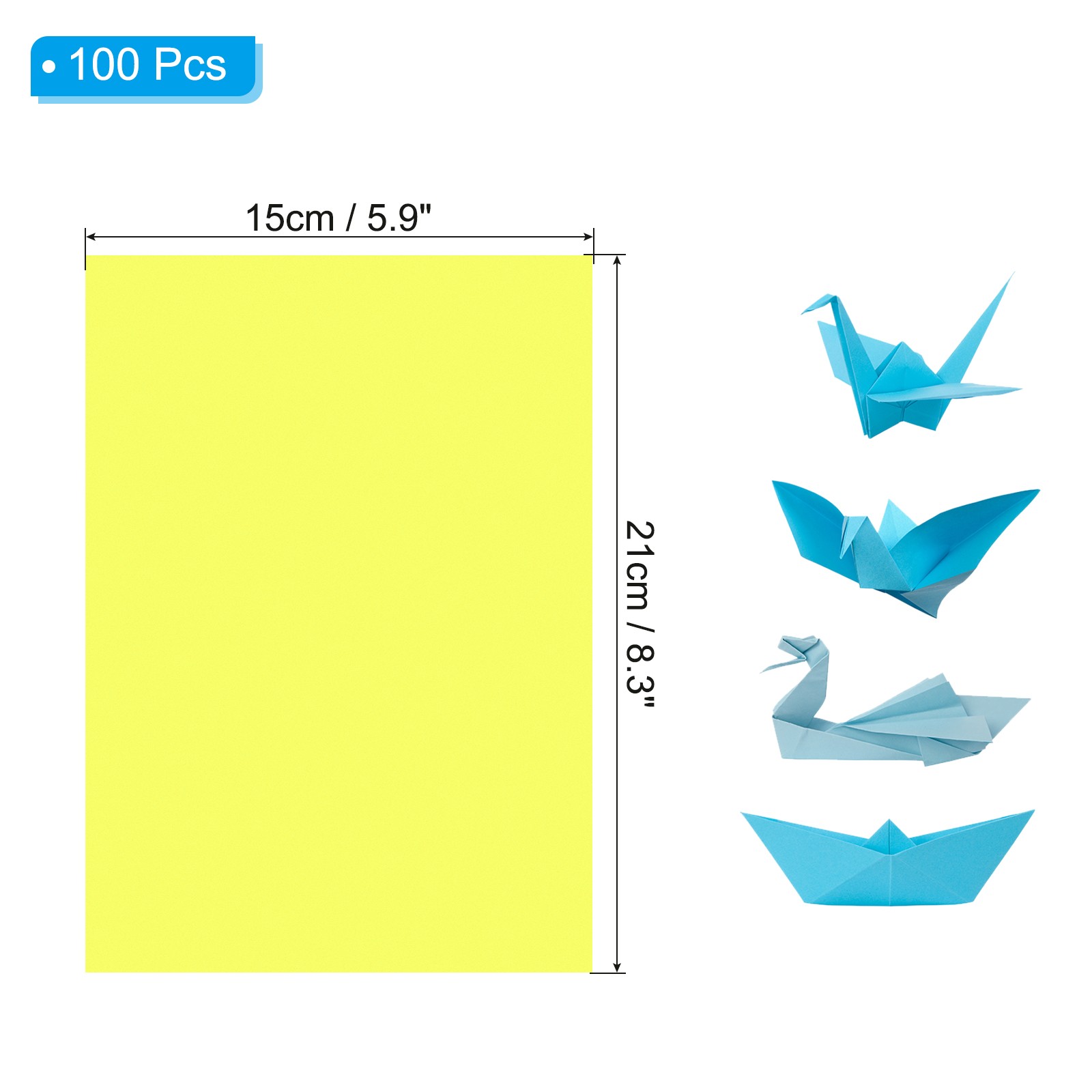 Neon Yellow Colored Copy Paper, 100 Sheets A5 8.3×5.9″ 70gsm