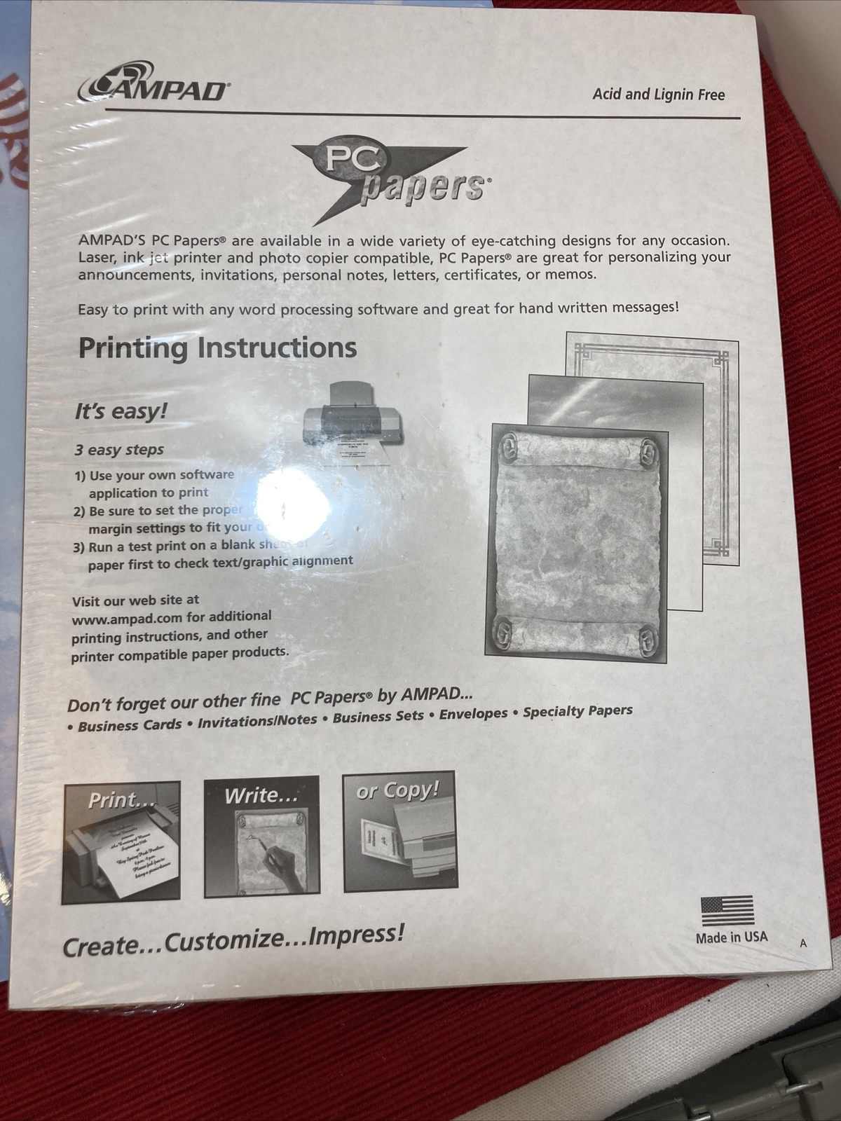 Printer Paper Flag W COCHRAN lot of 2 Paper 100 sheets ea Made in USA