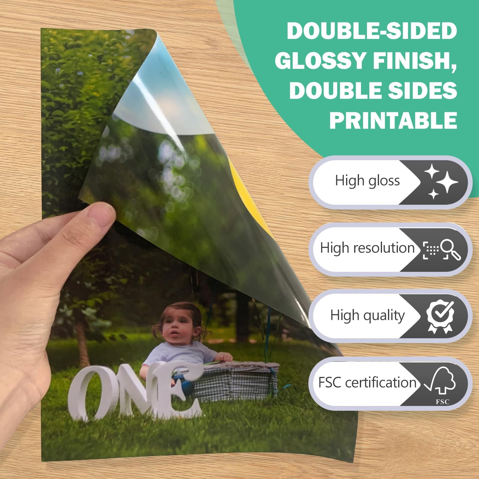 100 PCS Double Sided Glossy Photo Paper 11×17 Inch Thick Cardstock 61lb