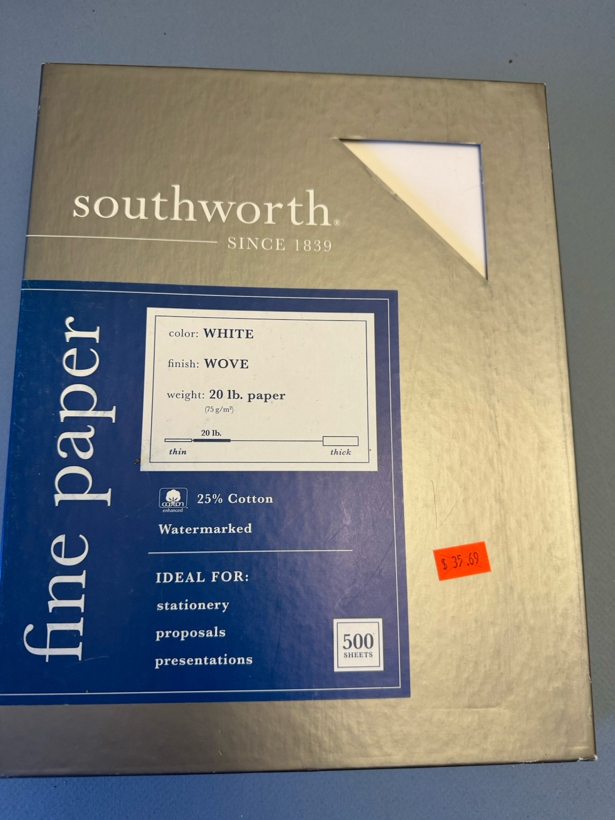 Southworth – 20 lb 8.5″ x 11″ Parchment Specialty Paper – White ~ 500 Sheets