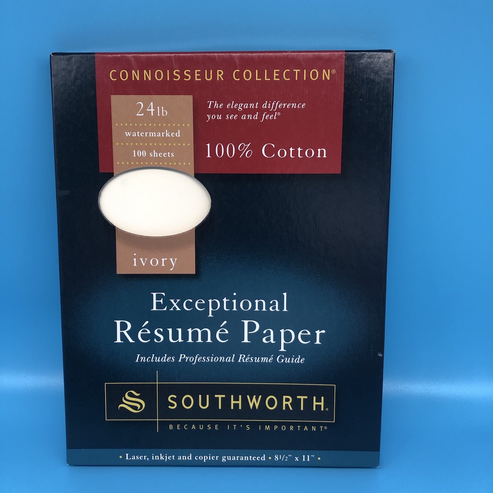 Southworth 100% Cotton Exceptional Resume Paper 24 lb 8-1/2 x 11 81 Sheets Ivory