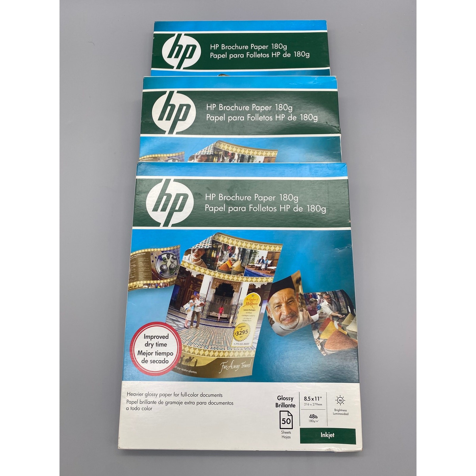 HP Brochure Paper 180g Glossy Inkjet 8.5×11 48lb 120 Sheets C6817A
