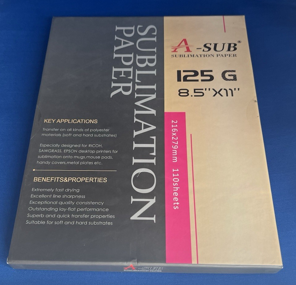 A-SUB Sublimation Paper 8.5×11 125 G – 110 sheets NEW Open Box