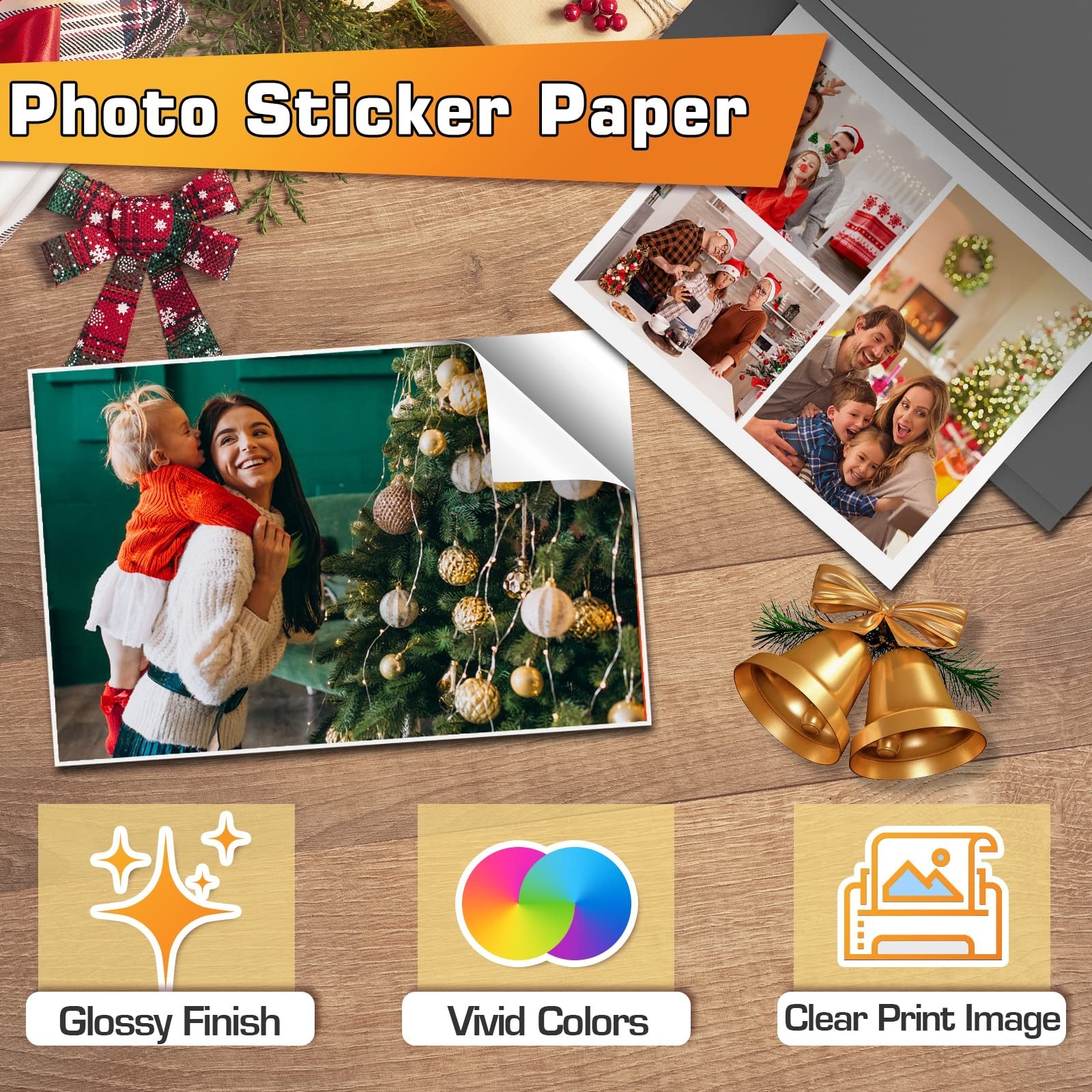 Glossy Printable Sticker Paper for Inkjet Printers, 8.5×11″, Self-Adhesive, 120