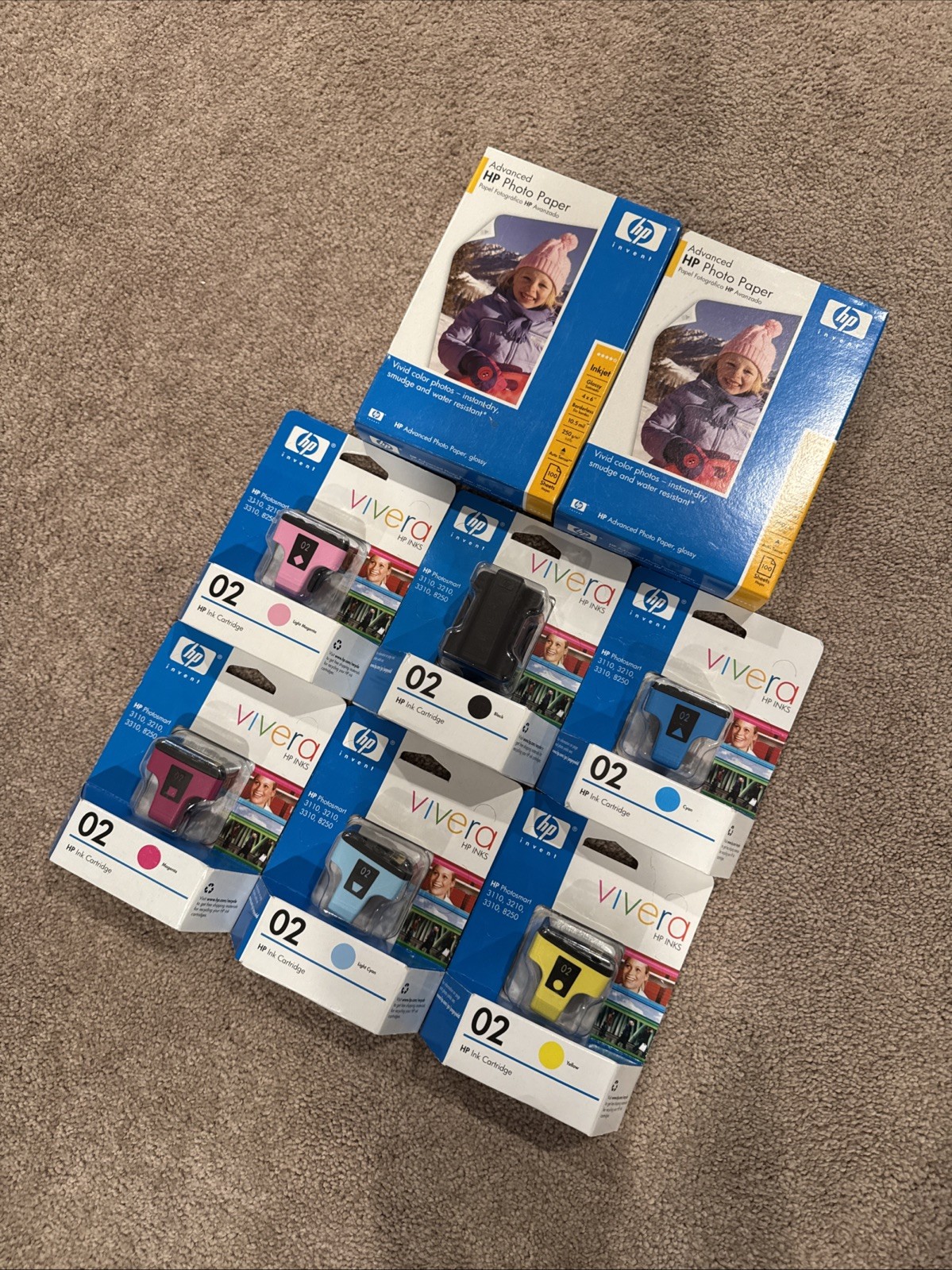 Lot Of 8 – HP Advanced 4″ x 6″ Glossy Inkjet Photo Paper & Vivera Ink Cartridge