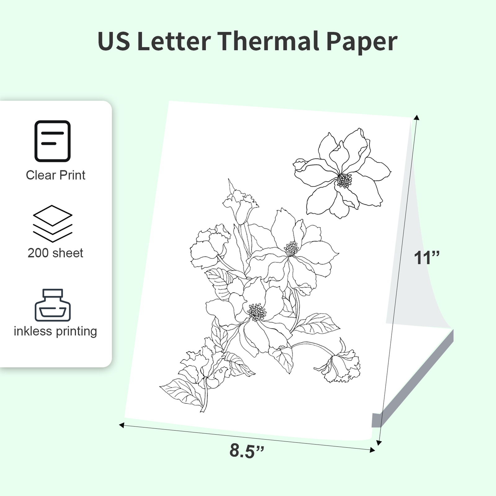 Thermal Paper 200 Sheet Letter Size Fan folded Printing Paper for H9Z2