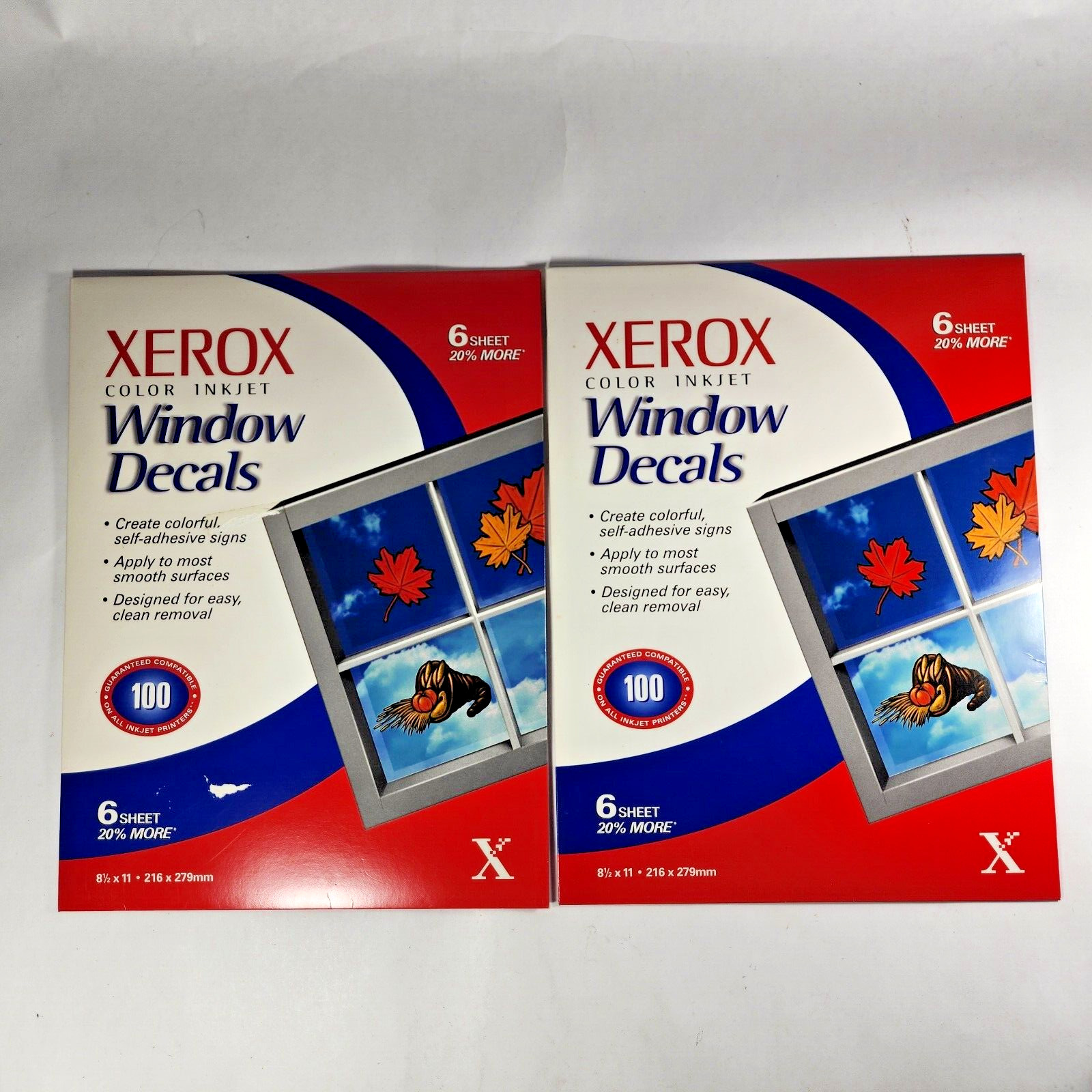 Xerox Color Inkjet Window Decals New Unopened Old Stock. 2pks of 6 Sheets