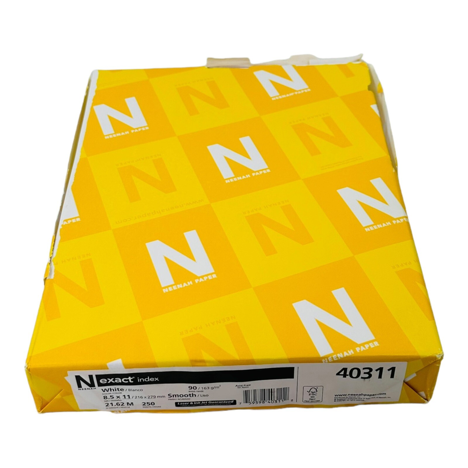 250 Sheets Neenah Exact Index 8.5″ x 11″ White Printer Paper 90 Basis