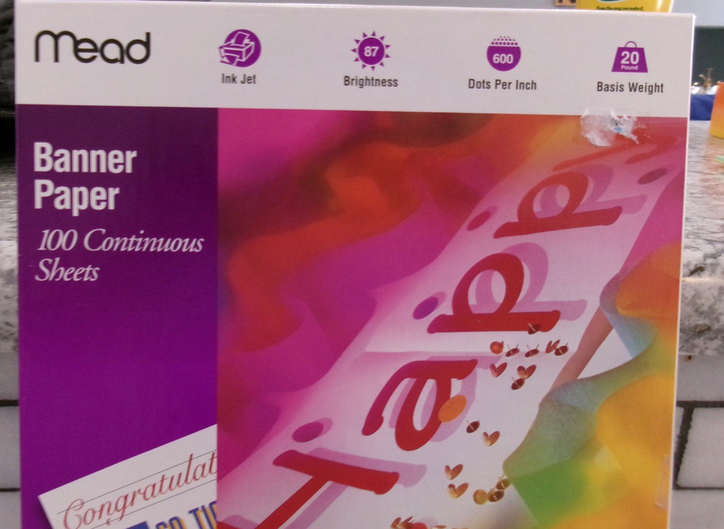 Mead Banner Paper, For Inkjet Printers, For Long Banners, 100 Continous Sheets