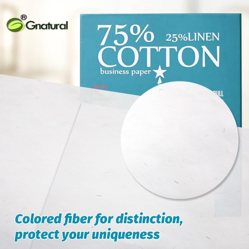 75% Cotton 25% Linen Paper, 85gsm Inkjet 8.5″×11″, White