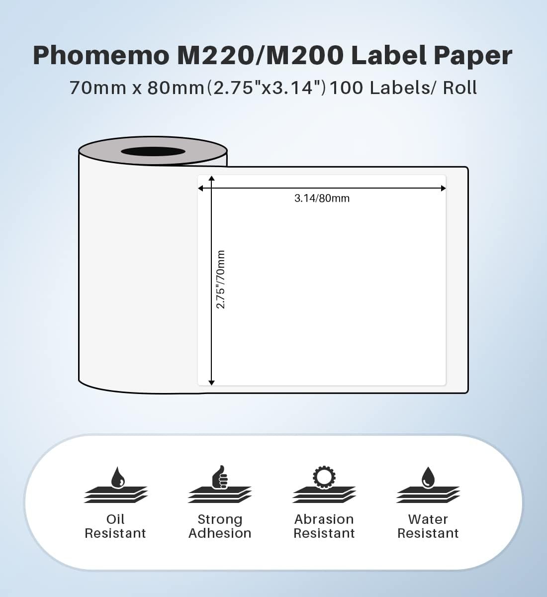 Phomemo M220/M250/M200/M221/M260 Thermal Label White Self-Adhesive Label