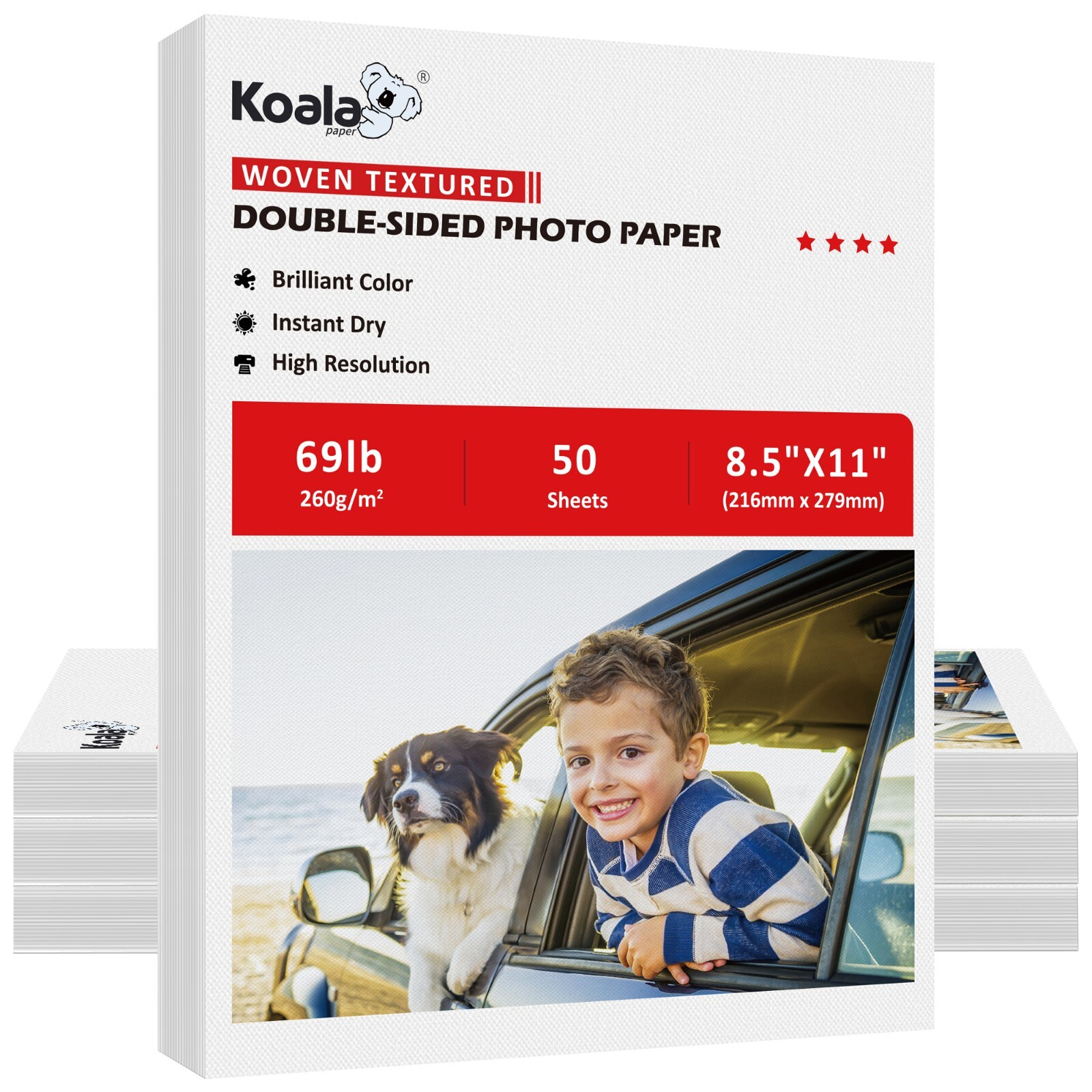 200 Koala 69lb Double Sided Photo Paper 8.5×11 Thick Woven Textured Inkjet Laser