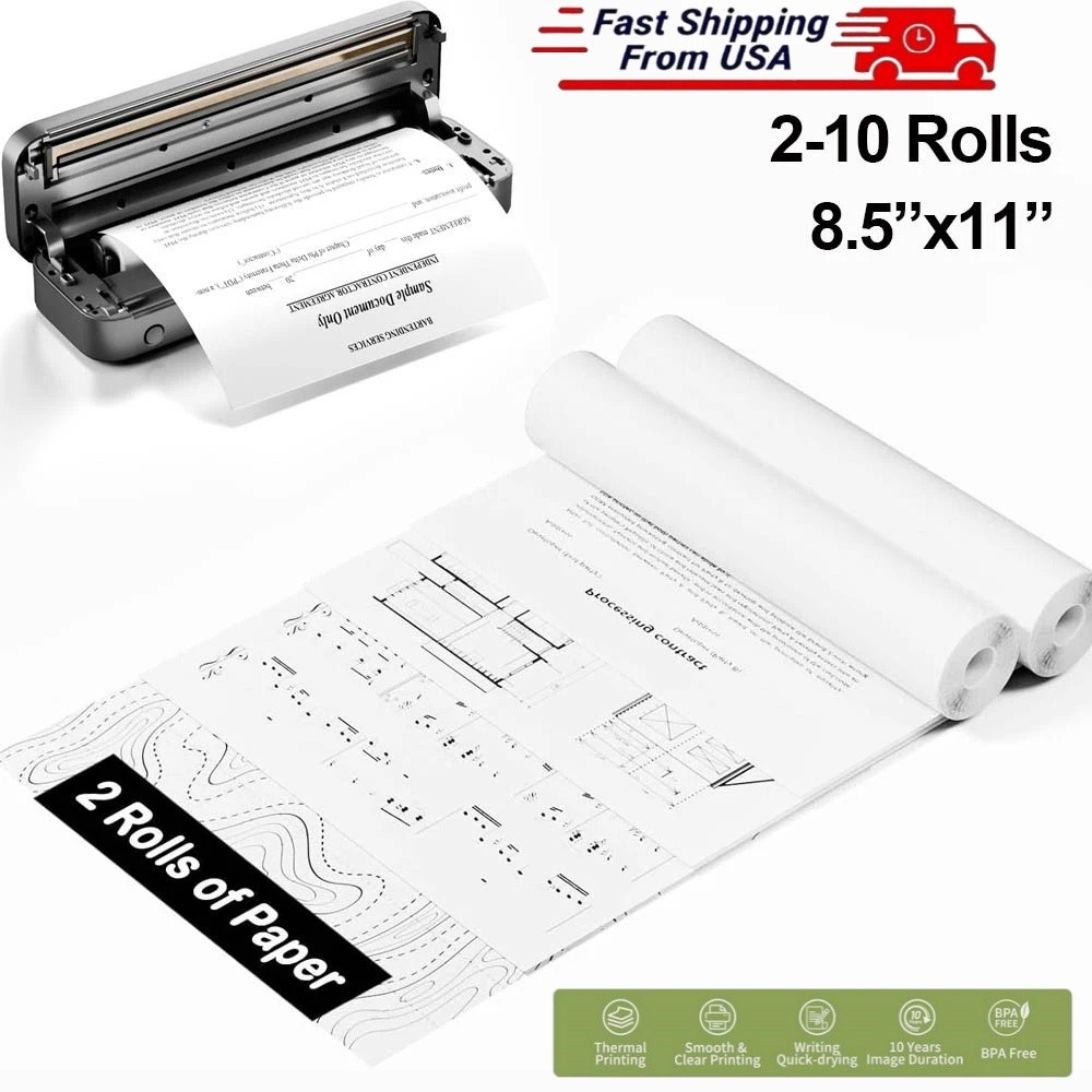 A4 Thermal Printer Paper 8.5×11″ for M08F M832 M834 Portable Printer 4 Rolls