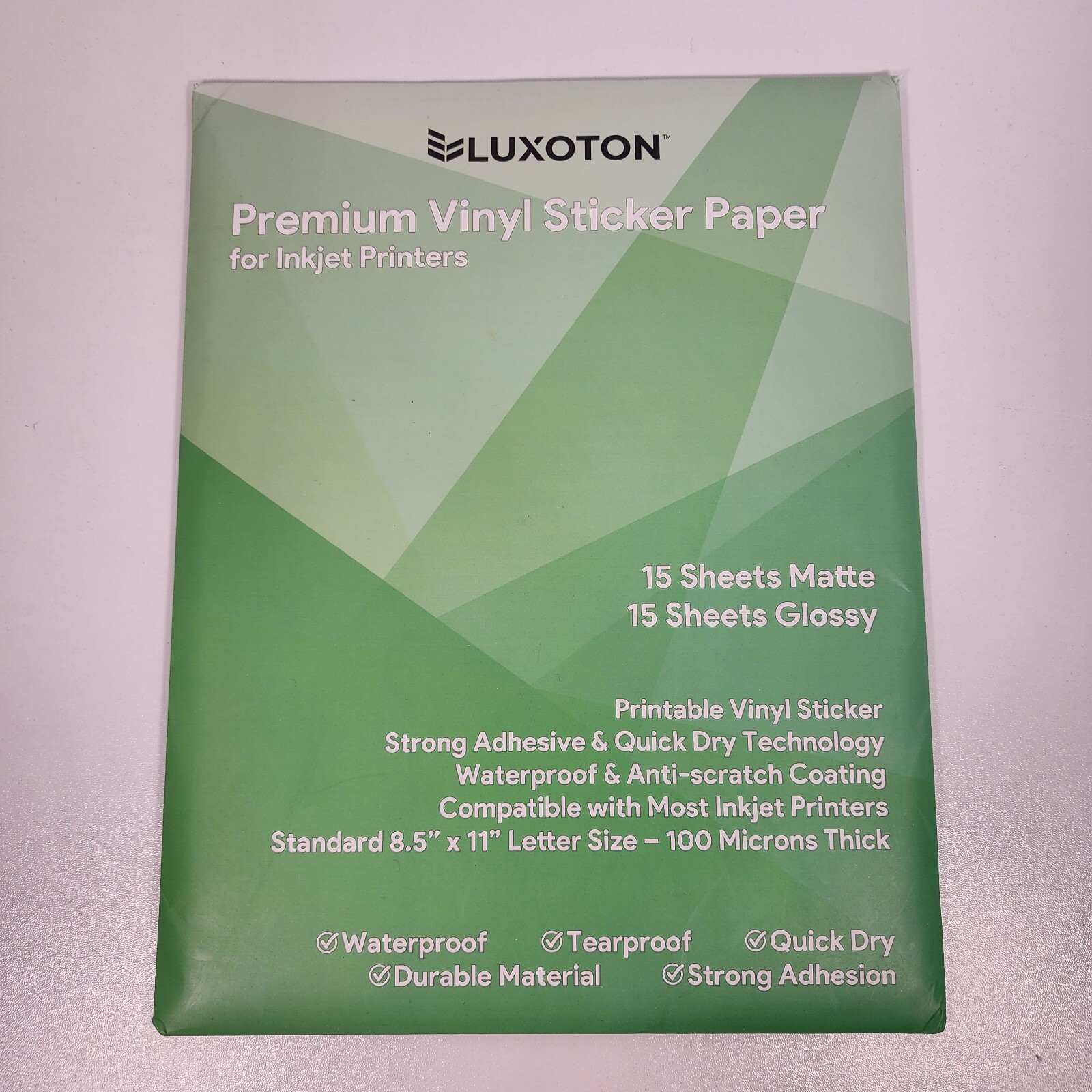 Luxoton Premium Vinyl Sticker Paper for Inkjet Printer 15 Glossy 15 Matte Sheets