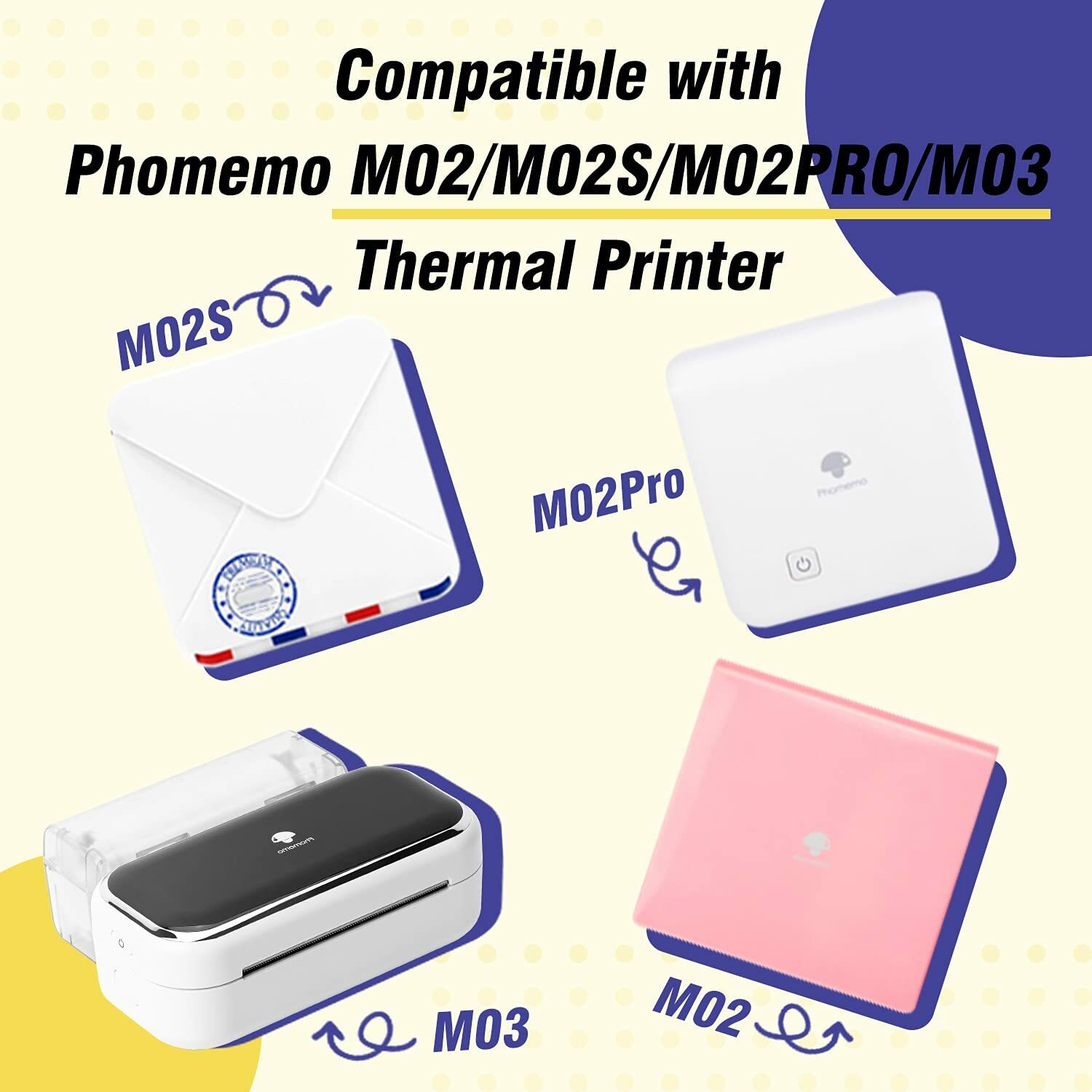 3Roll Phomemo Sticker Paper Colored 53mm Thermal Paper for M02/M03 Printer US