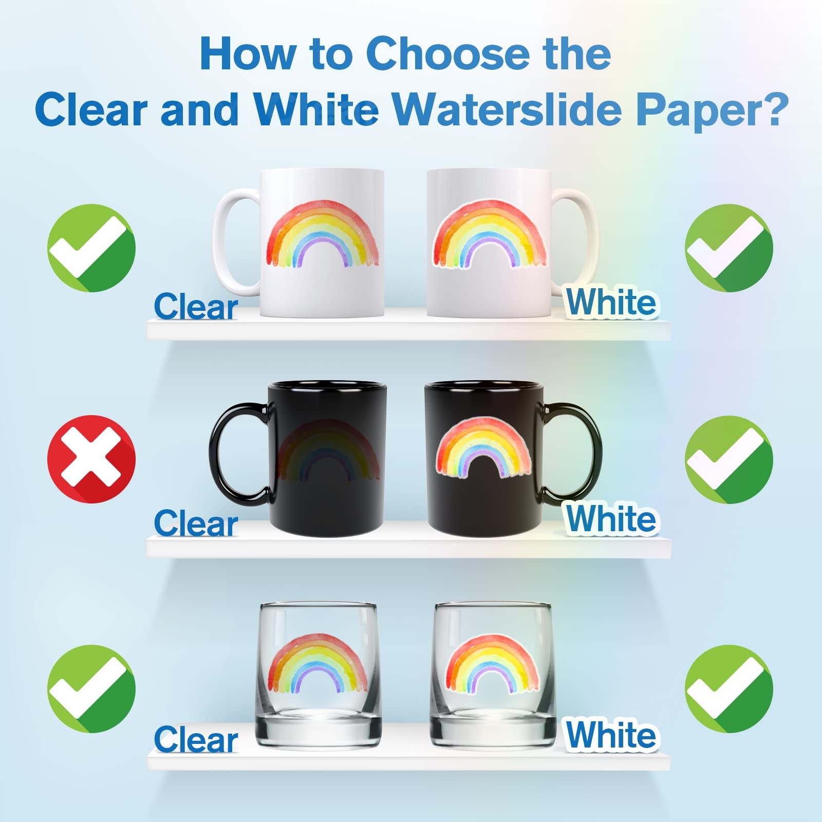 Koala 25 Sheets Waterslide Decal Paper for Inkjet Printer – WHITE 8.5×11 Inch…