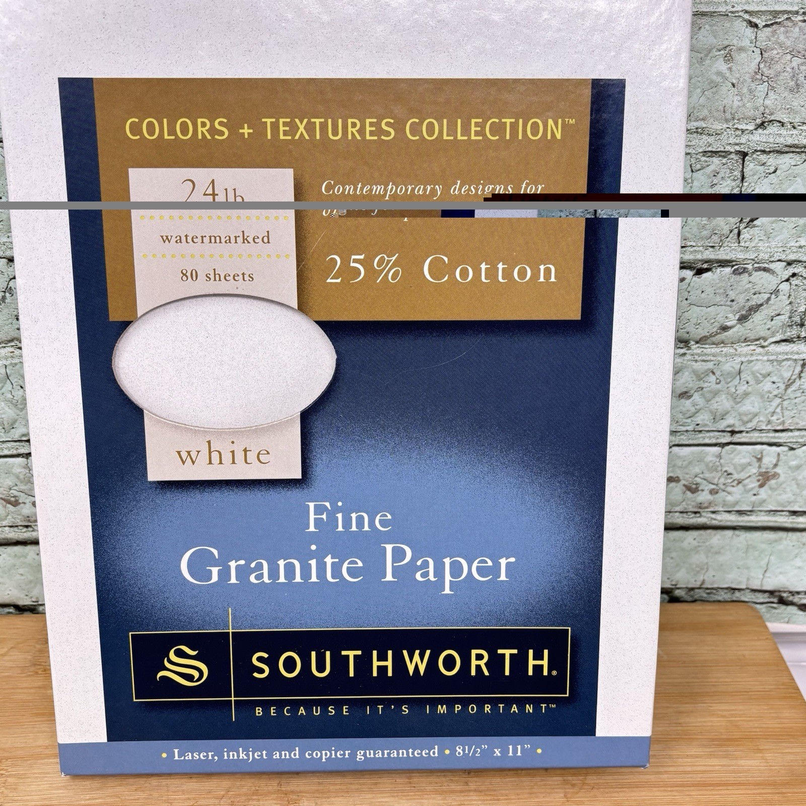 Southworth 25% Cotton Fine Granite Paper, 8.5″ x 11″, WHITE 24# Watermarked OPEN