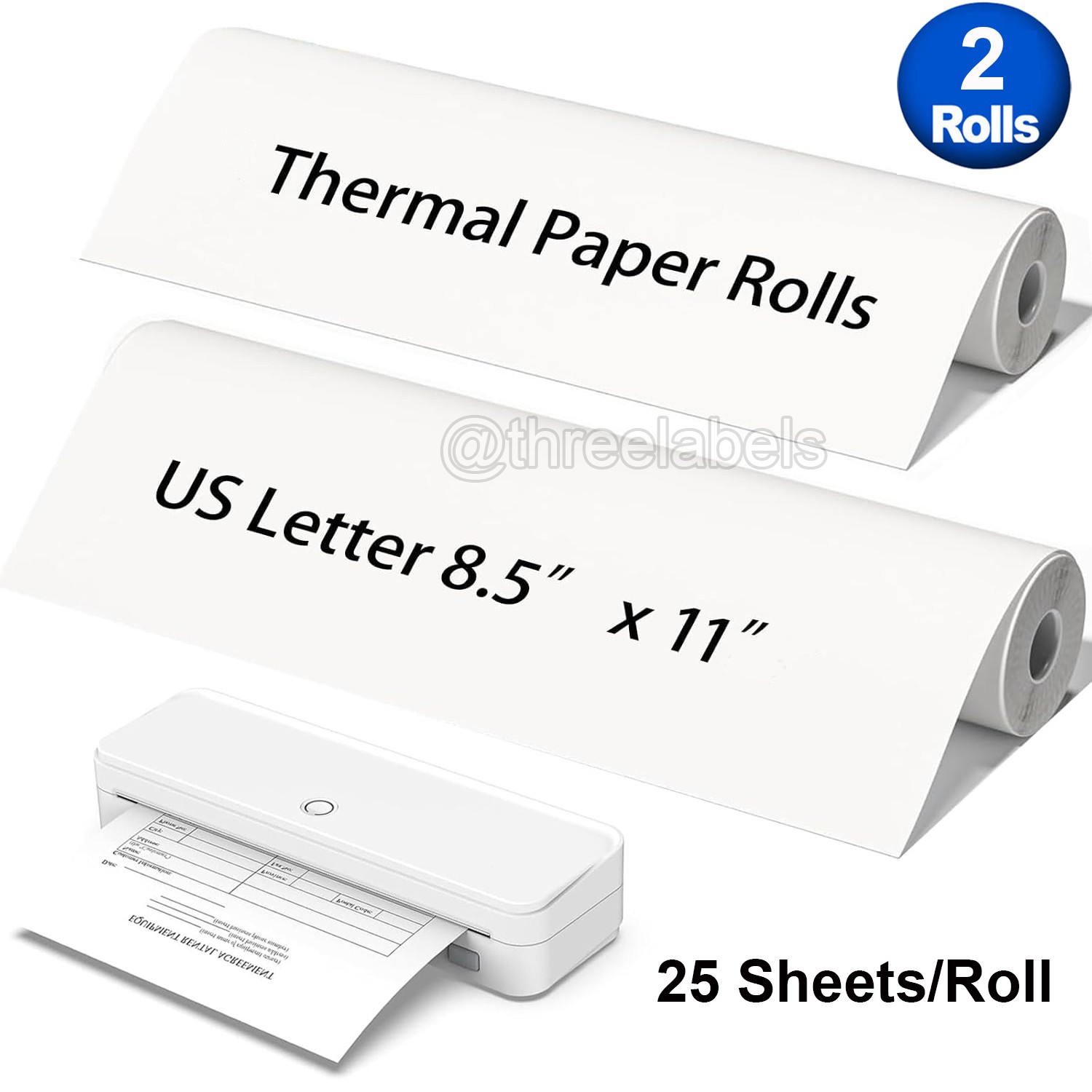 2 Rolls A4 Thermal Paper 8.5 x 11 US Letter Size Printer Paper 25 Sheet/Roll USA