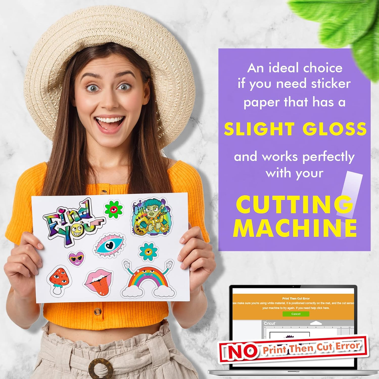 Semi Glossy Sticker Paper for Inkjet & Laser Printer – 100 Sheets 8.5 X