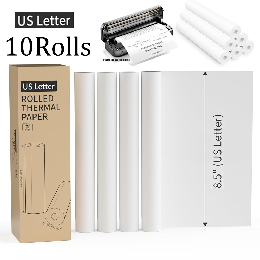 10 Rolls A4 Thermal Printer Paper 8.5×11″ for M08F M832 M834 Portable Printer