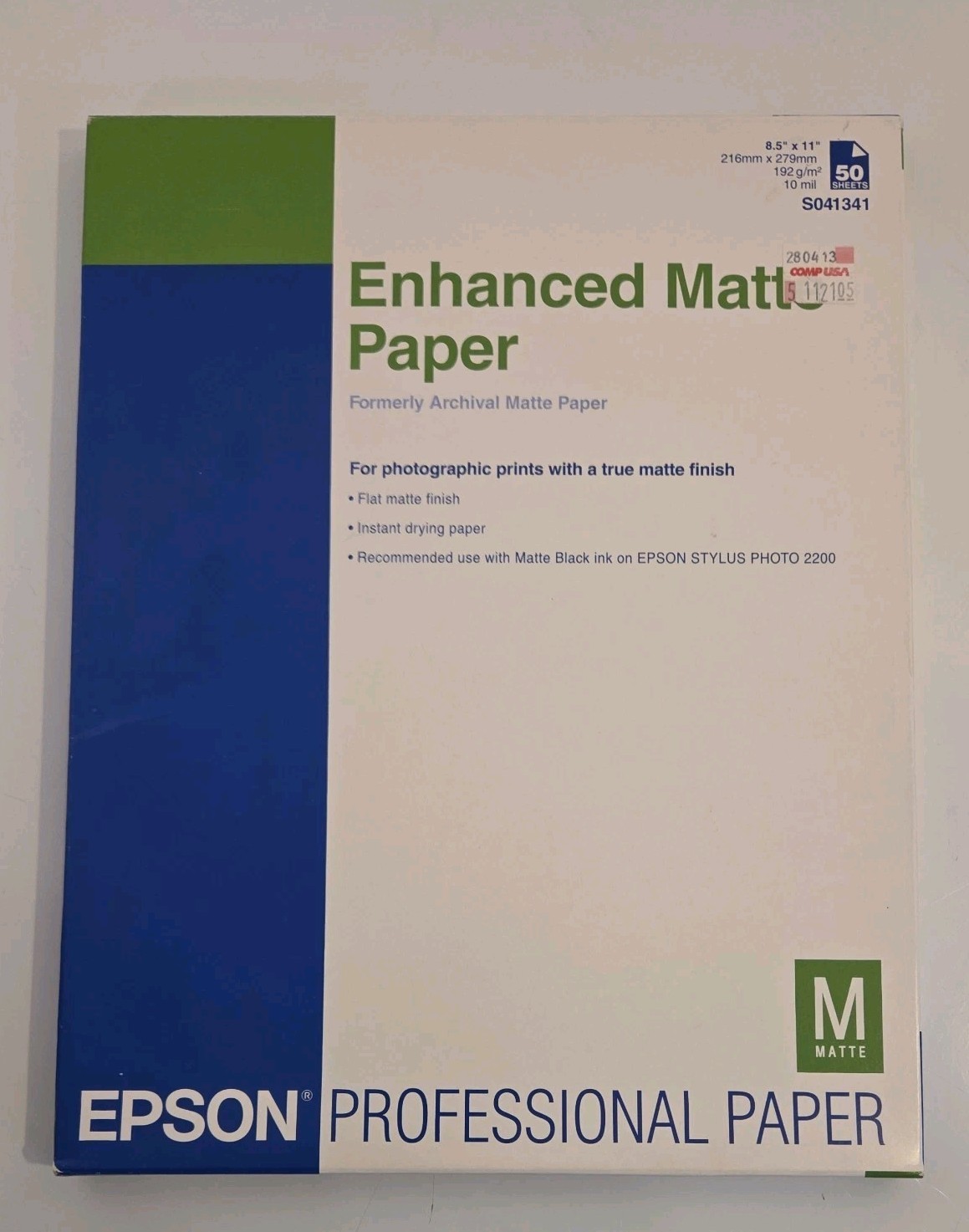 EPSON C13S041341 Enhanced Matte Paper (Archival Matte Paper) Professional 8.5×11