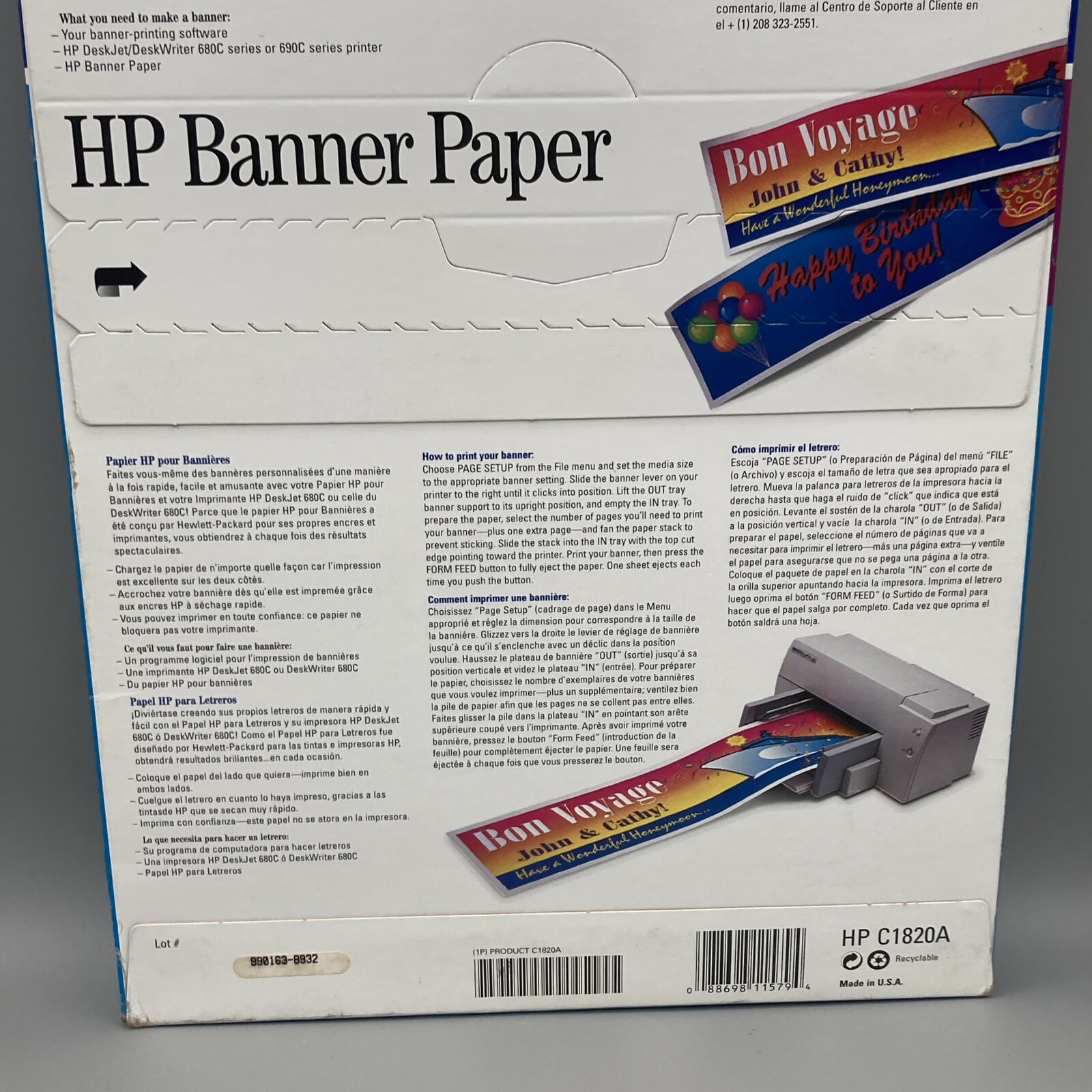 HP Banner Paper for Inkjet Printers – Make your own Banners NEW SEALED