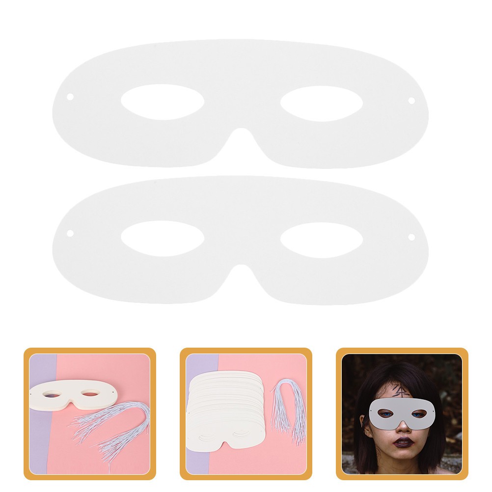 40Pcs Durable DIY White Paper Masks Unpainted Masquerade Craft Masks