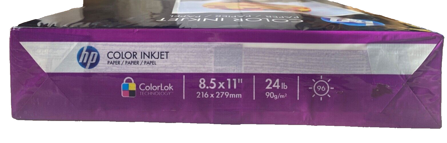 HP Color Printer Paper ColorPrinting 8.5 x 11 Letter, 96 Bright 400 Sheets NEW