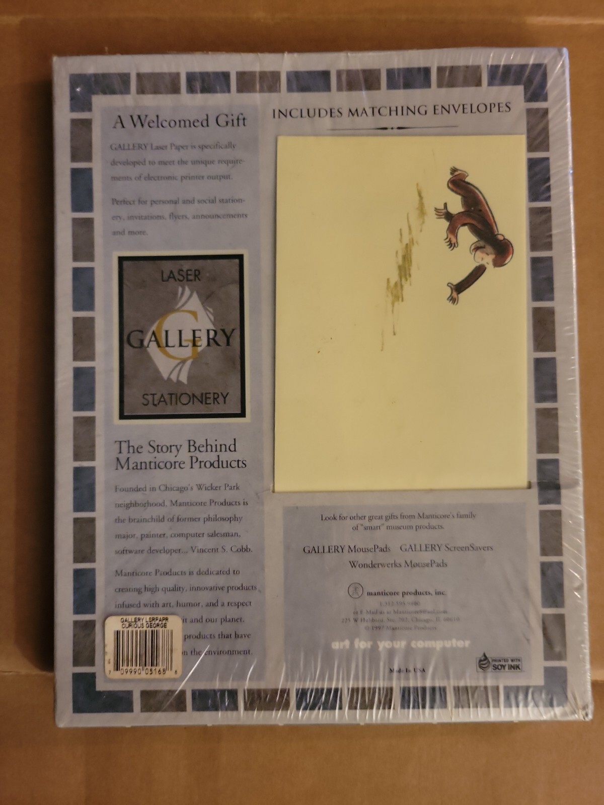 Curious George Printer Paper. 40 sheets. 20 envelopes laser inkjet 8.5”x11” NEW