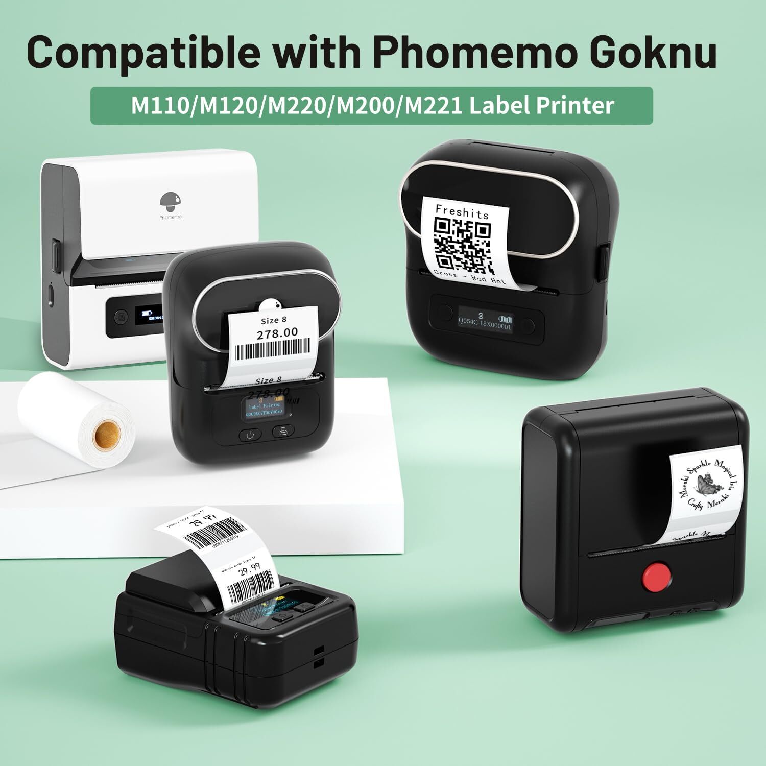 3Rolls 50*80mm Self-Adhesive Thermal Printer Label Paper for Phomemo M200/M220