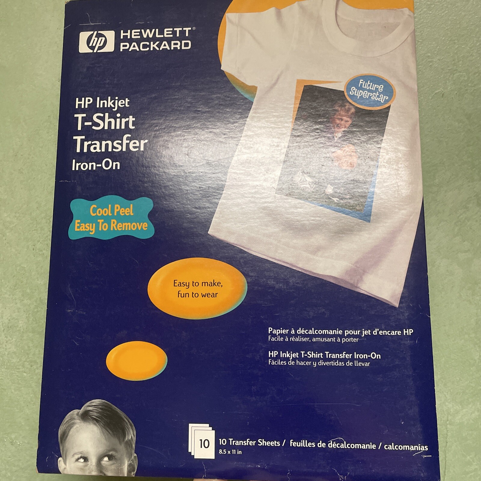 New Sealed HP Inkjet T-Shirt Transfer Iron-On Cool Peel Easy Remove NW 10 Sheets