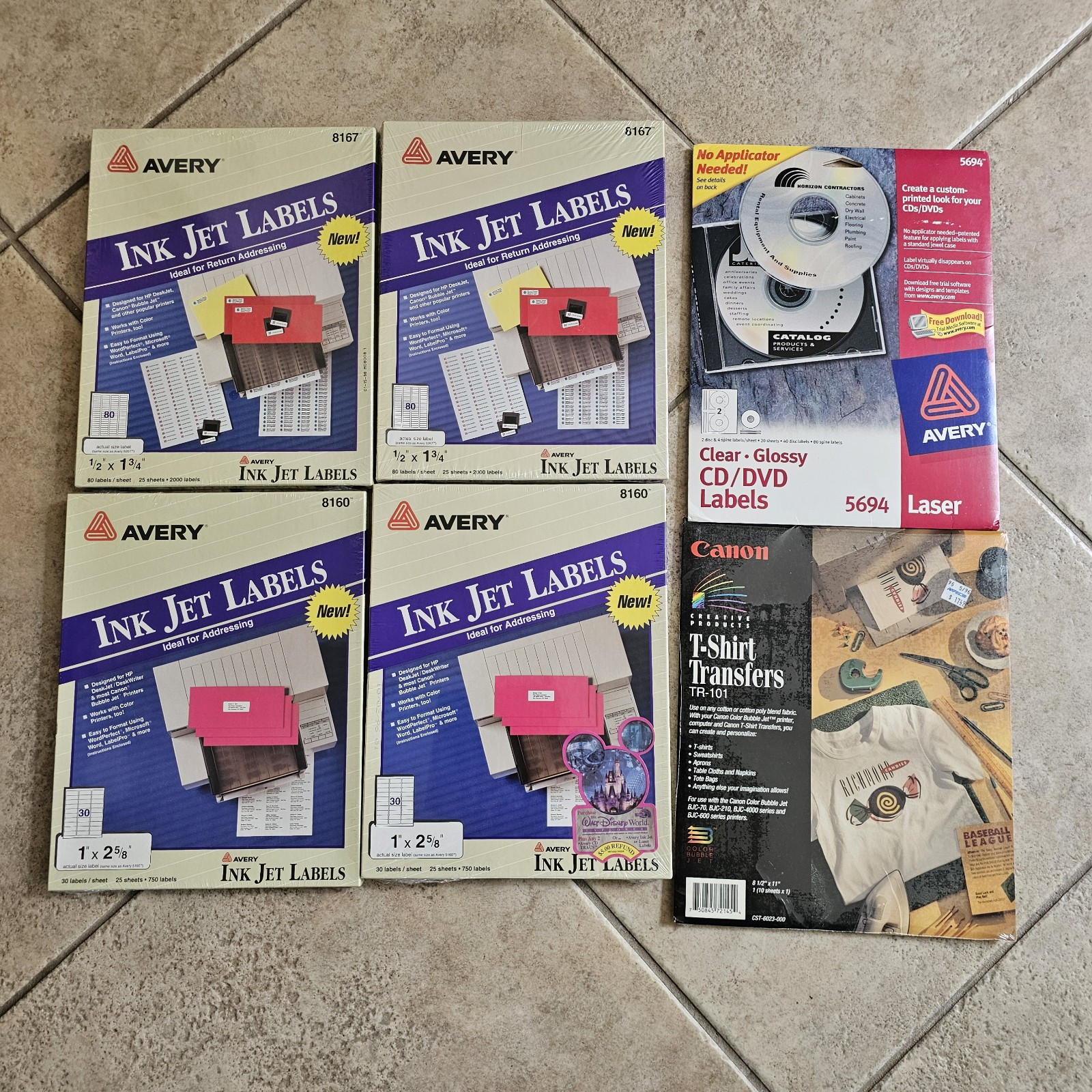 Avery Ink Jet Labels, CD Labels and Canon Iron-On Transfer Paper