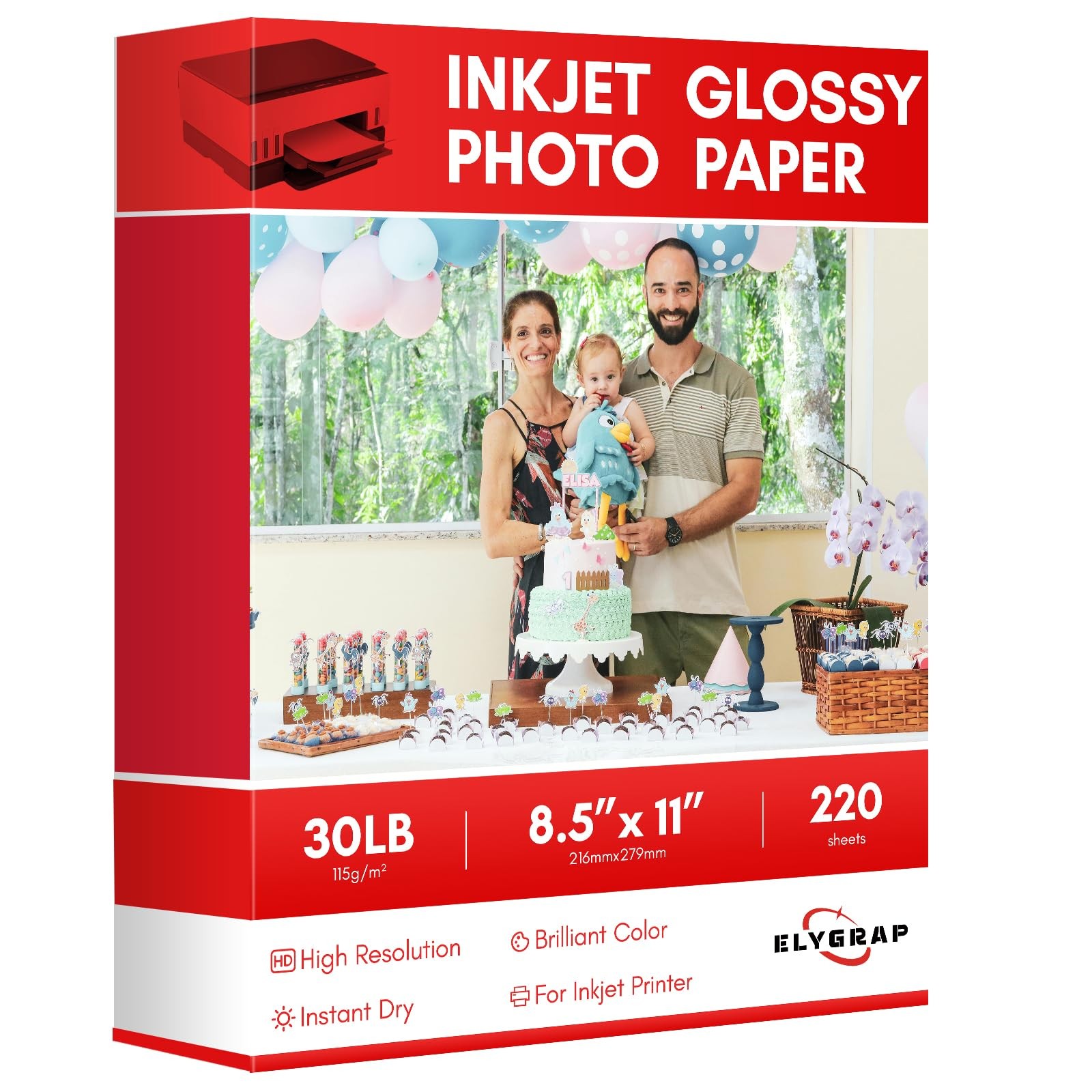 220 Sheets Glossy Thin Inkjet Printer Paper 115gsm 30LB Flyer 8.5×11 Inch