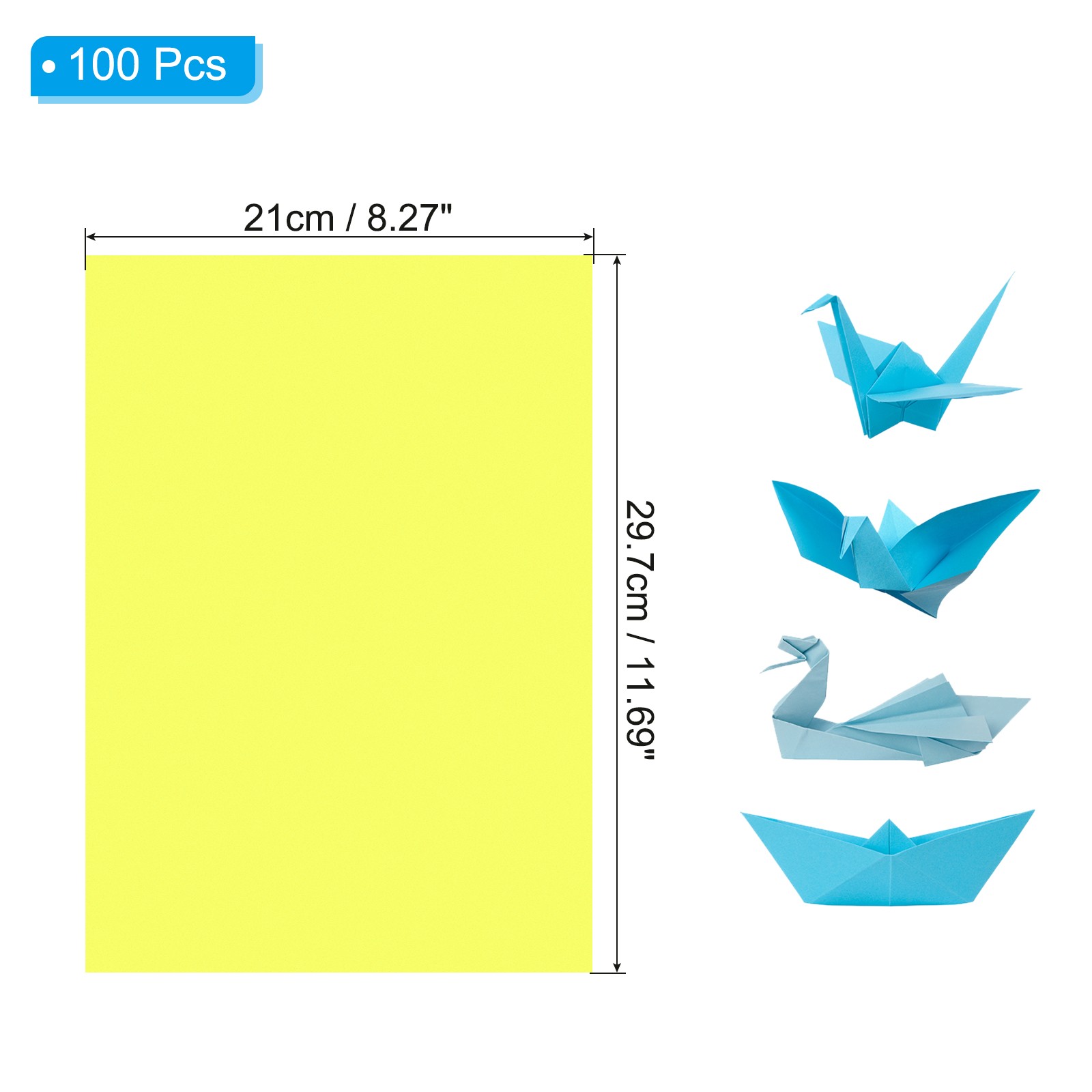 Fluorescent Yellow Color Copy Paper, 100 Sheets 11.7×8.3″ A4 70gsm