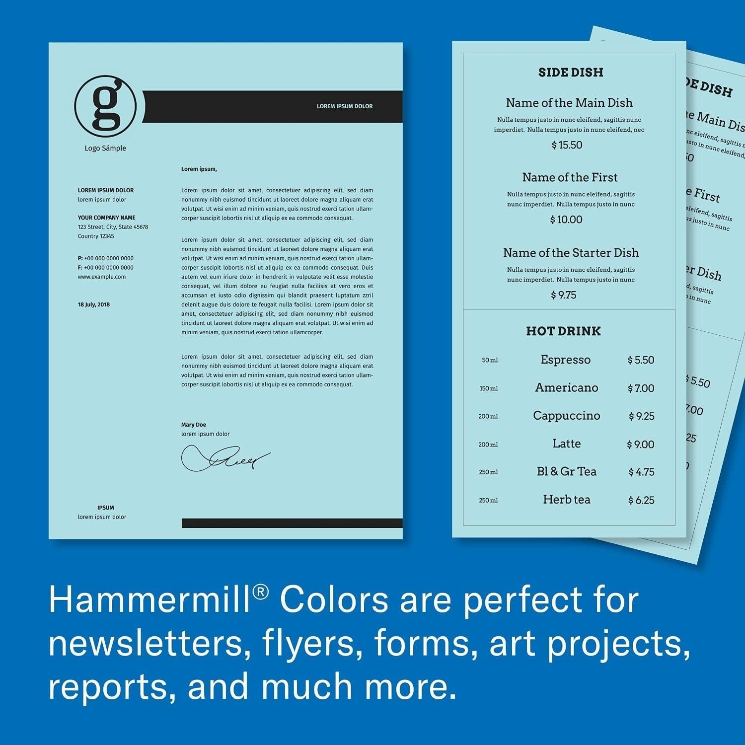 High Opacity 20 lb Blue Colored Paper, 500 Sheets – Ideal for Creative Projects