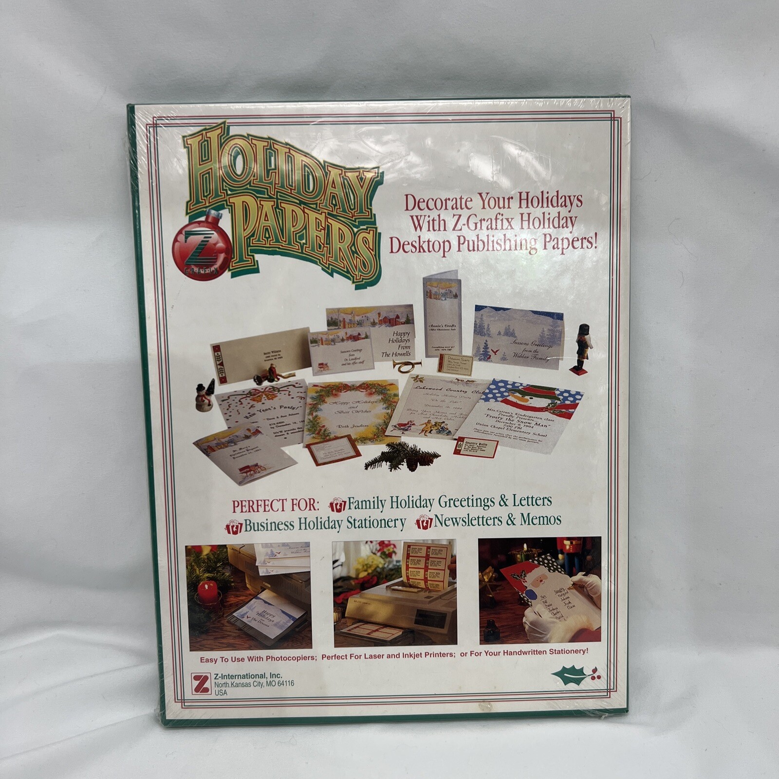 Vintage Z GRAFIX~100 Sheets of 8.5″x11″ HOLIDAY PAPERS for LASER & INJET New
