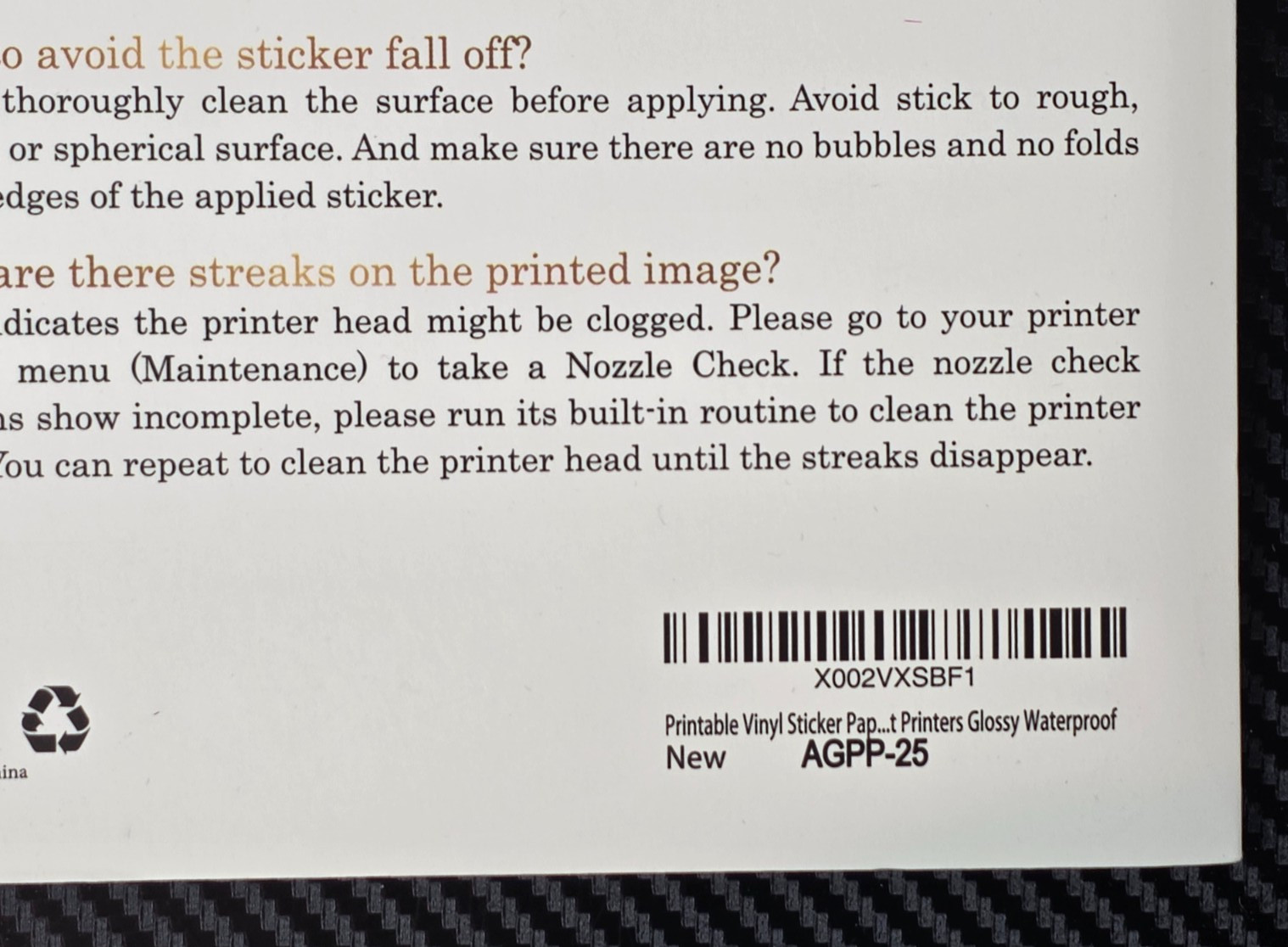 A-Sub Set of 2 Inkjet Vinyl Sticker Paper Glossy White 8.5″ x 11″ 25 Sheet Each