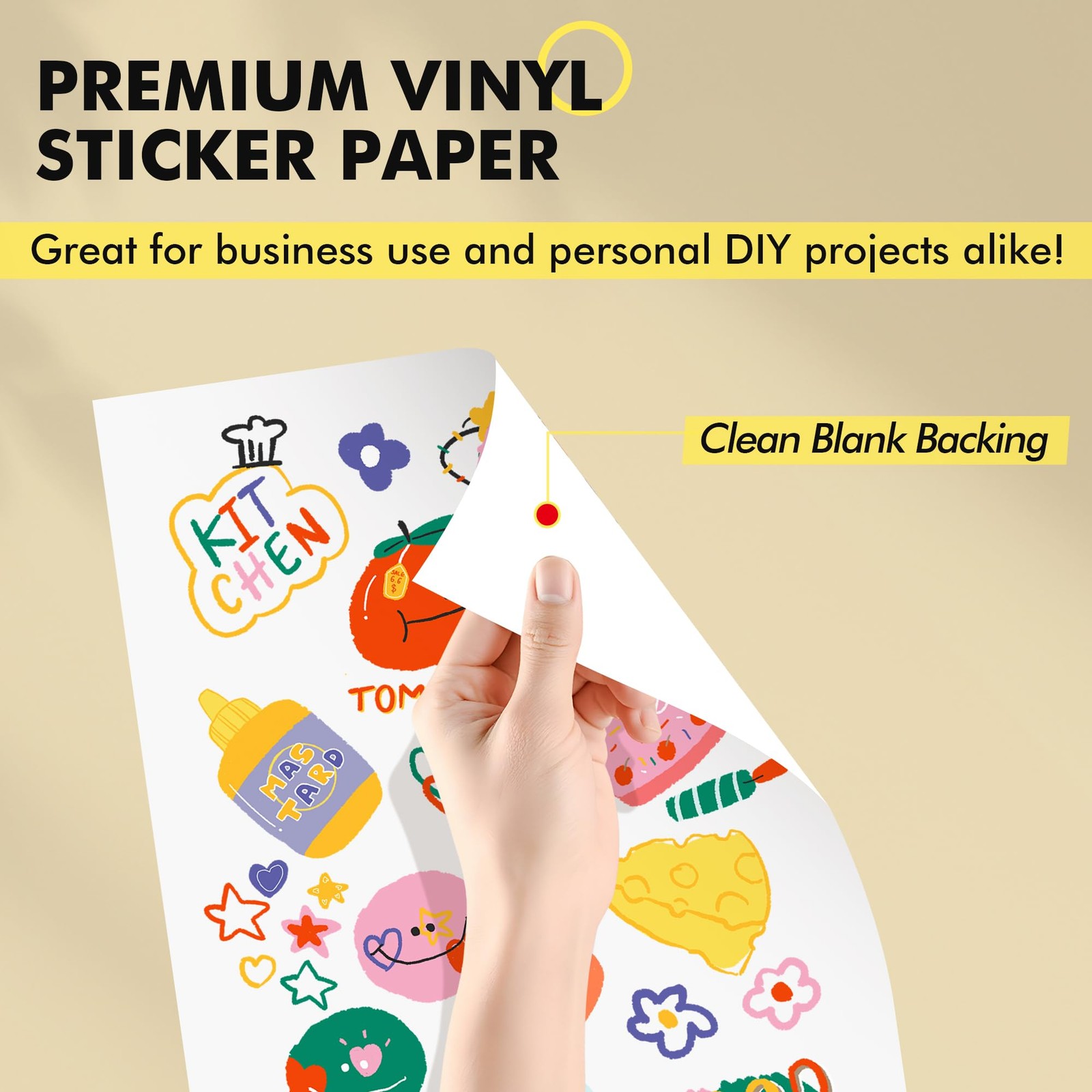 Printable Vinyl Sticker Paper for Inkjet & Laser Printer – 25 Sheets Matte Wh…