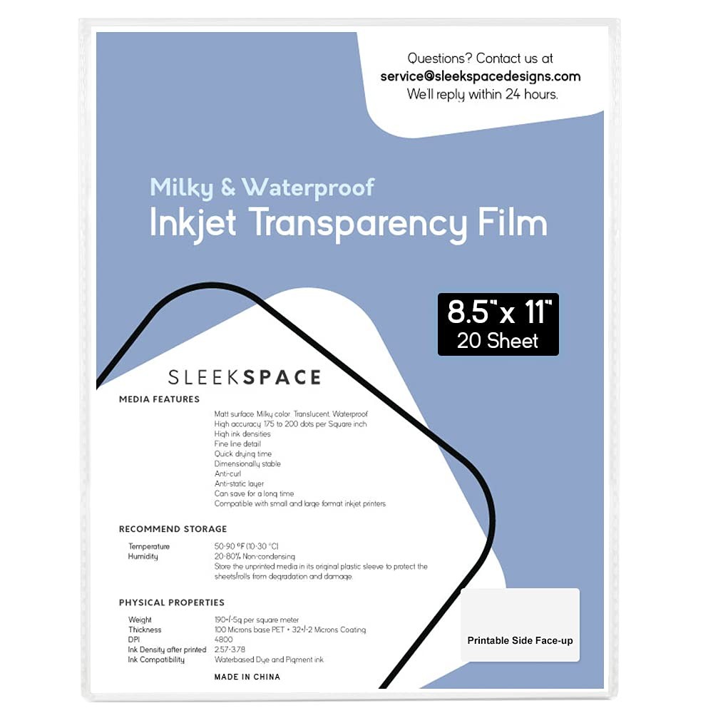 Milky Transparency Film for Inkjet Printers, Screen Printing | 100% Waterproo…