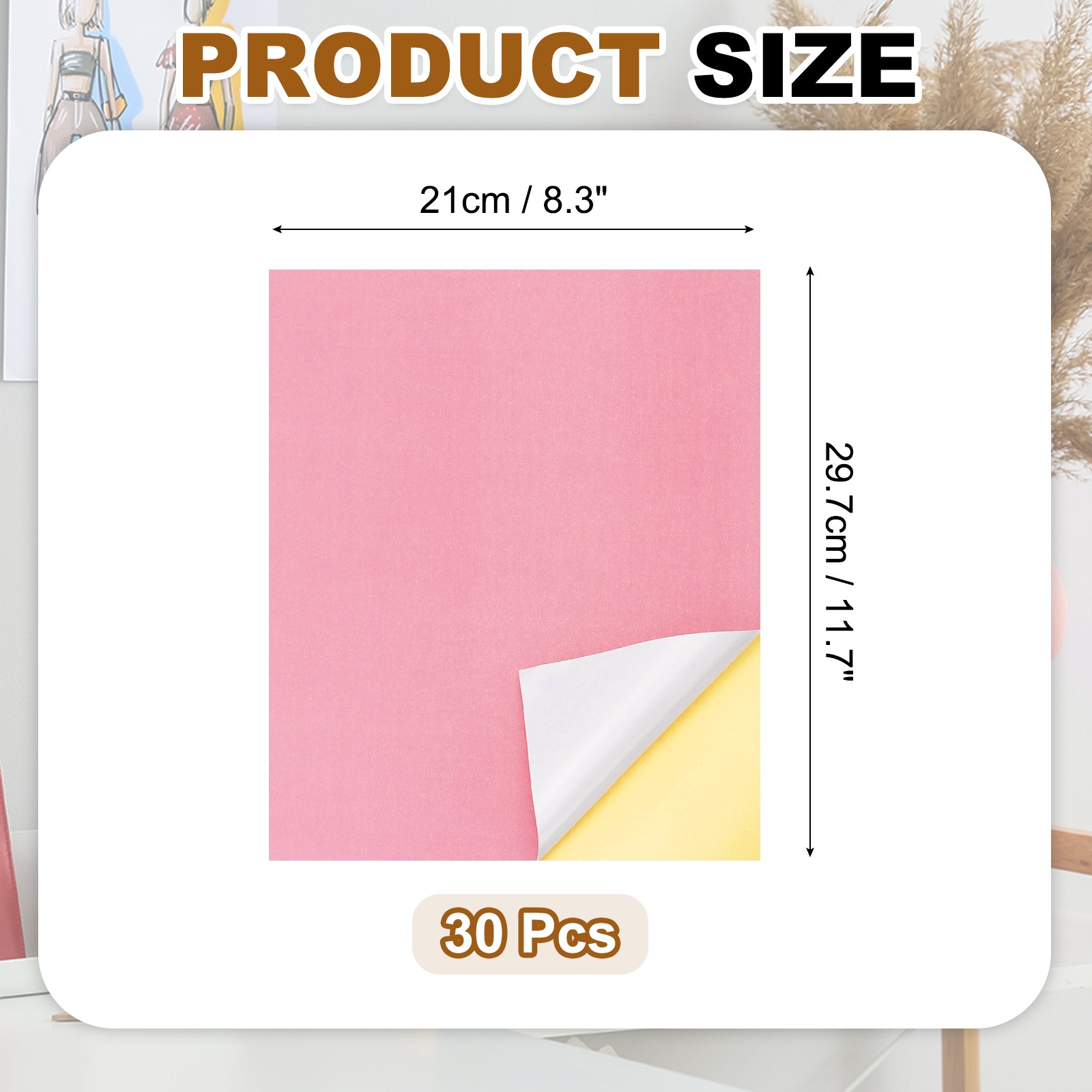 30 Sheets Printable Self Adhesive Sticker Paper for Inkjet Printer, Light Pink