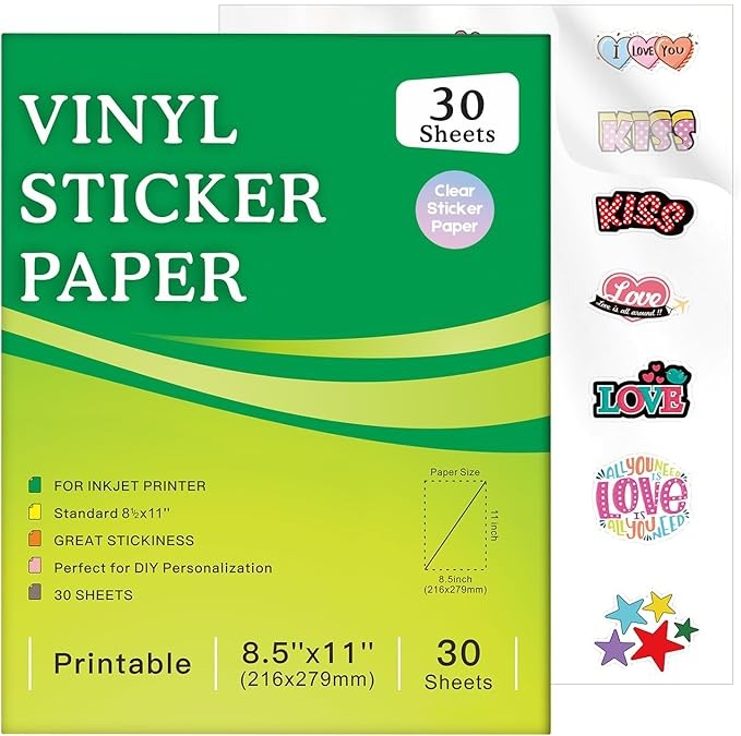 Aevdor 30 Sheets Printable Clear Sticker Paper Inkjet