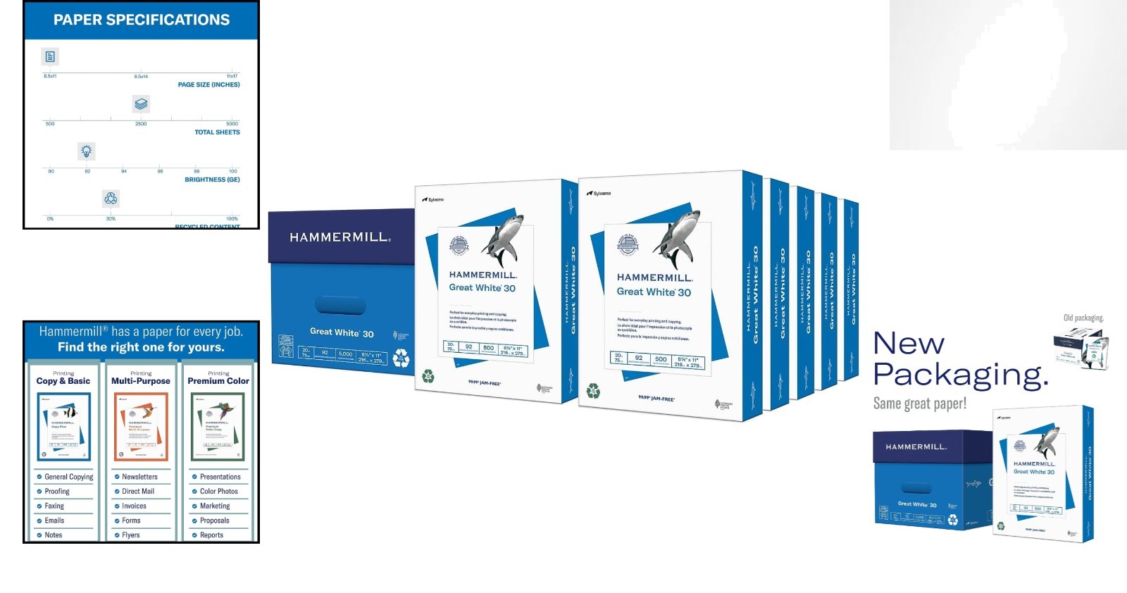 Dependable White 30% Recycled Paper – Letter Size, 5000 Sheets Made in USA
